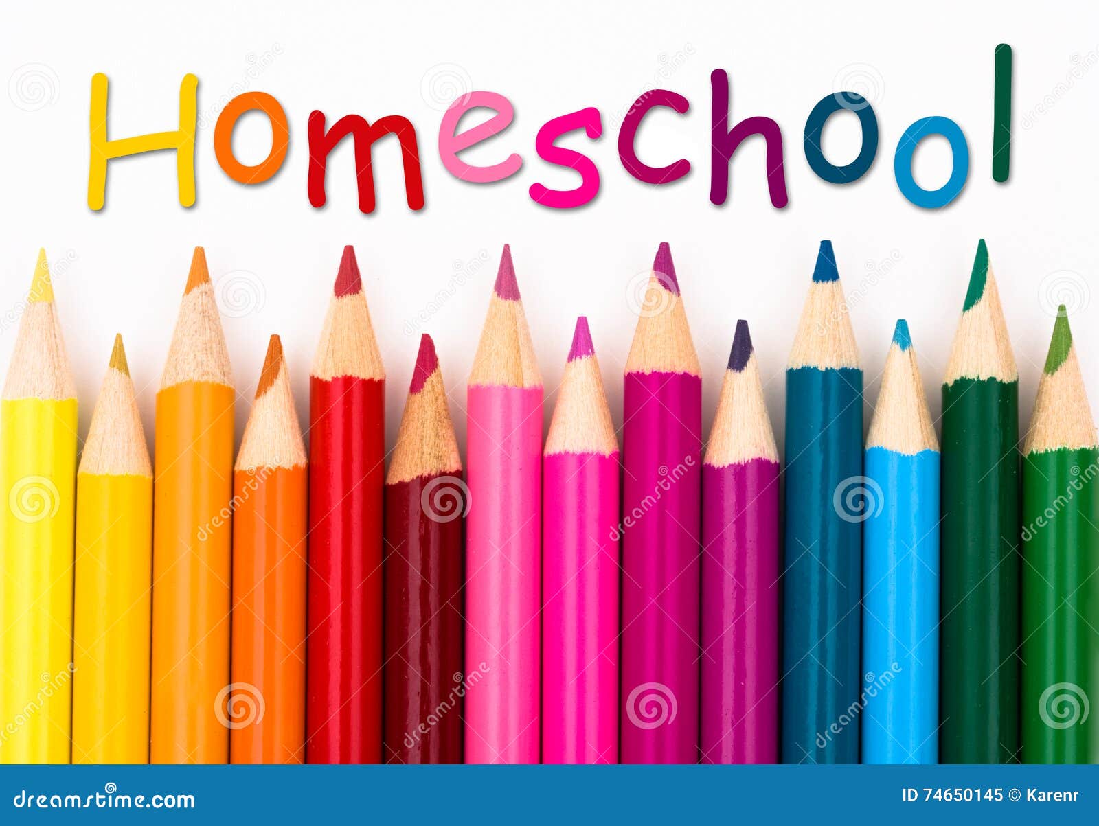pencil crayons with text homeschool