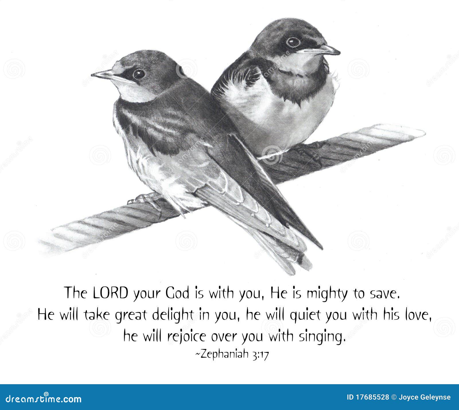 Pencil Drawing Of Birds With Bible Verse Royalty Free ...
