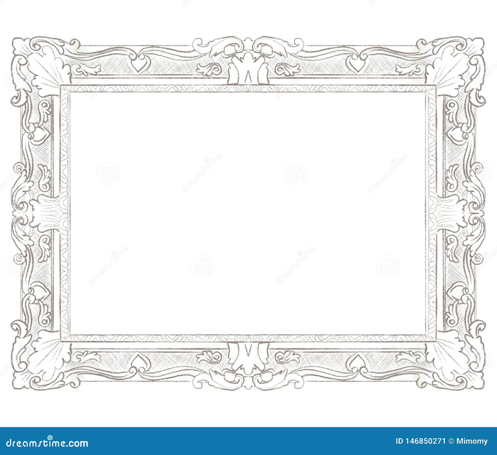 Pencil Drawing With Classic Rectangular Frame Stock