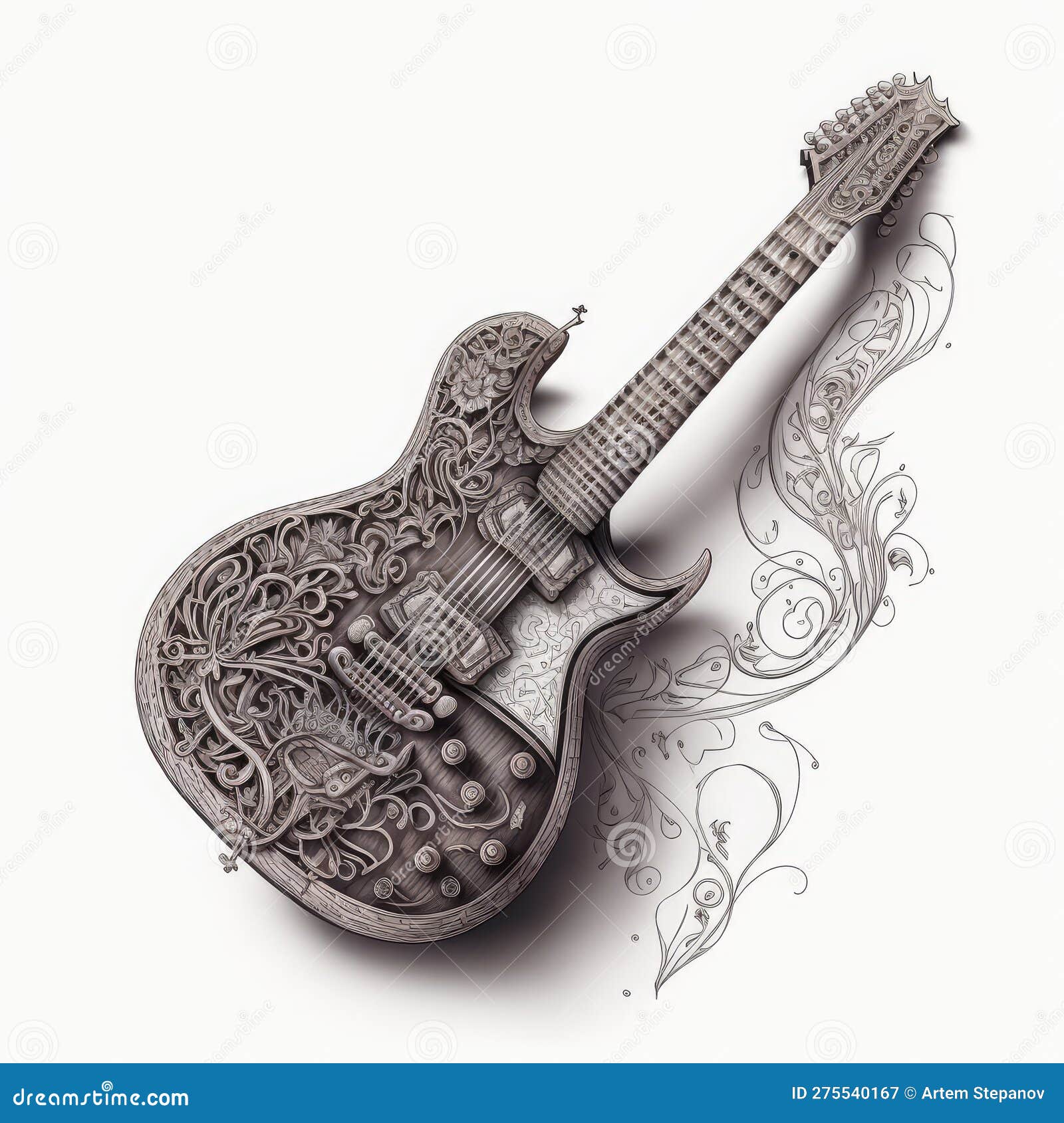 pencil drawing of a guitar