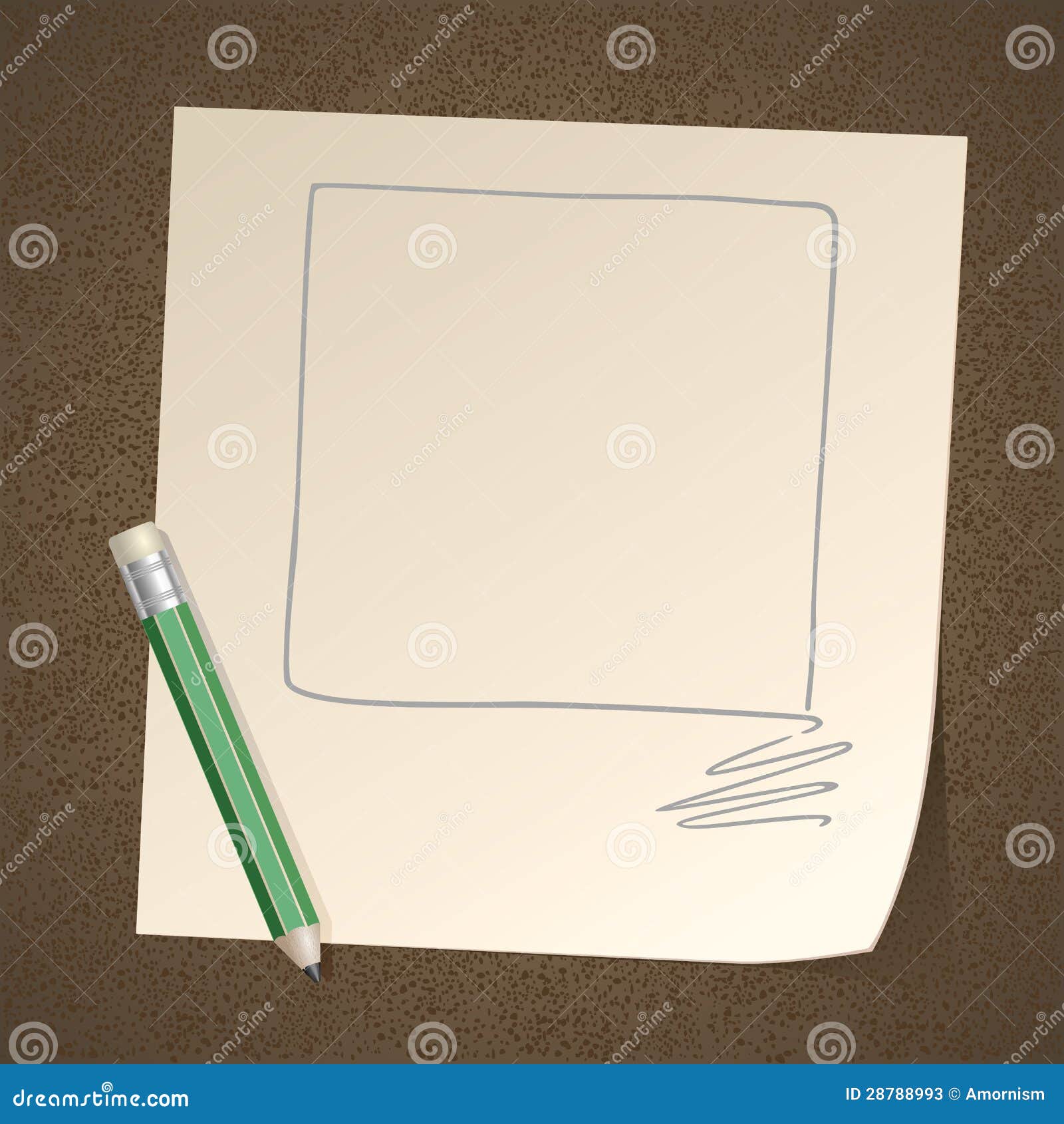 Pencil Drawing Frame Square on Paper Stock Vector Illustration of