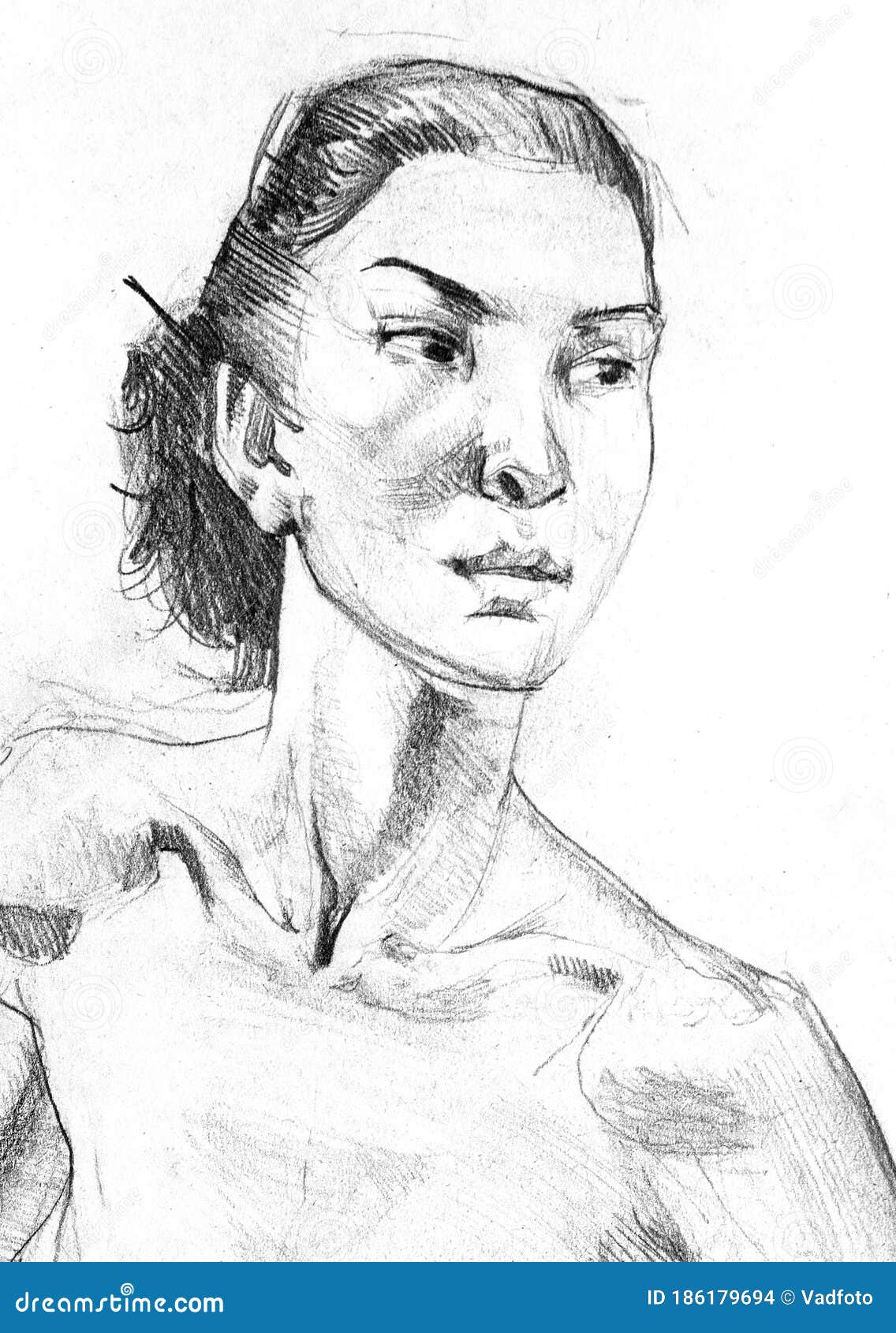 Nude Pencil Drawing Female Figure Drawing Illustration Pencil