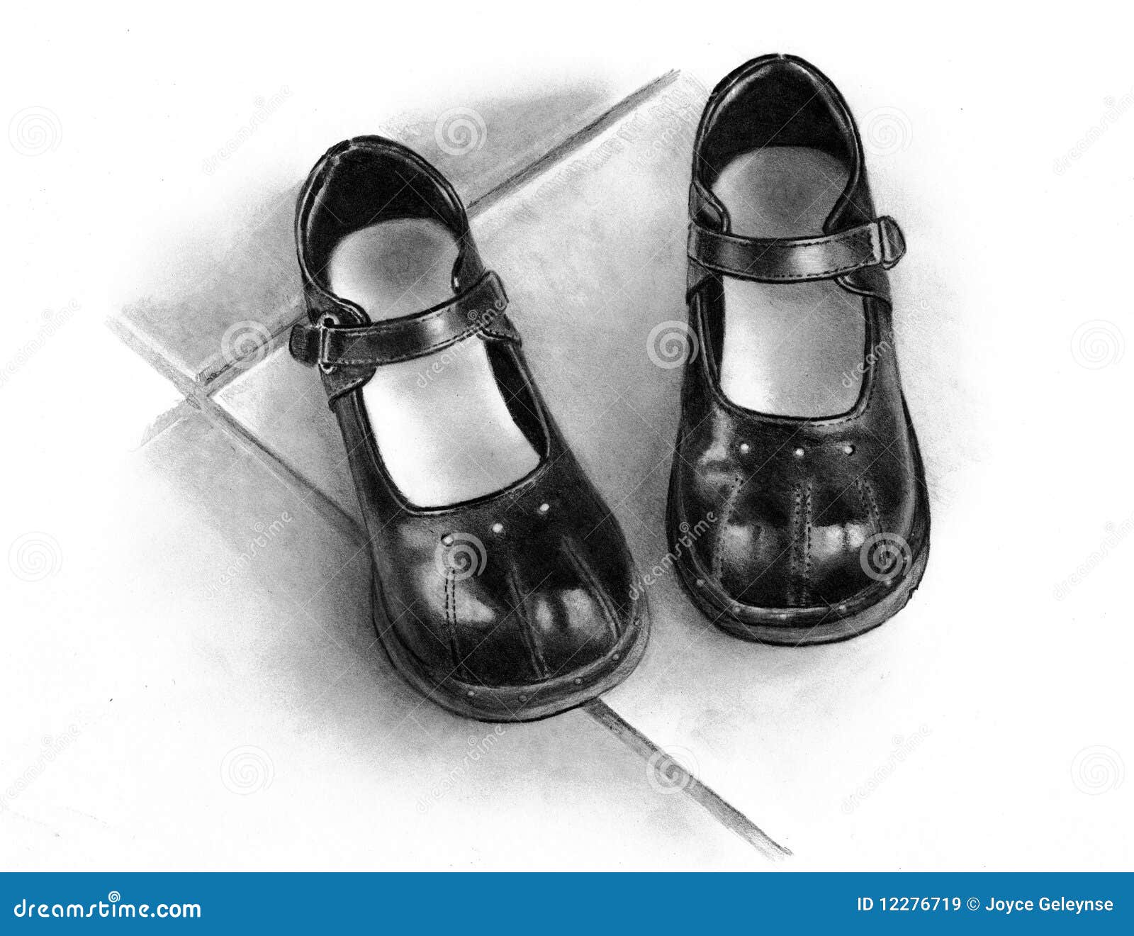 Pencil Drawing of Little Black Shoes Stock Image Image of leather