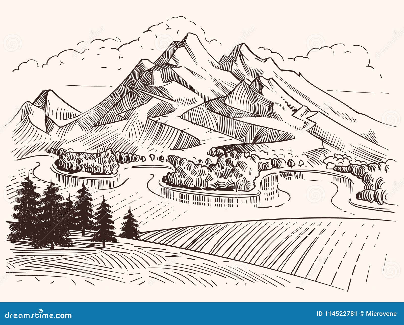 Vector Hill Sketch Mountains Illustration Vintage Style Drawing Isolated  Climbing Mountain Concept Stock Vector  Illustration of retro rock  238613764