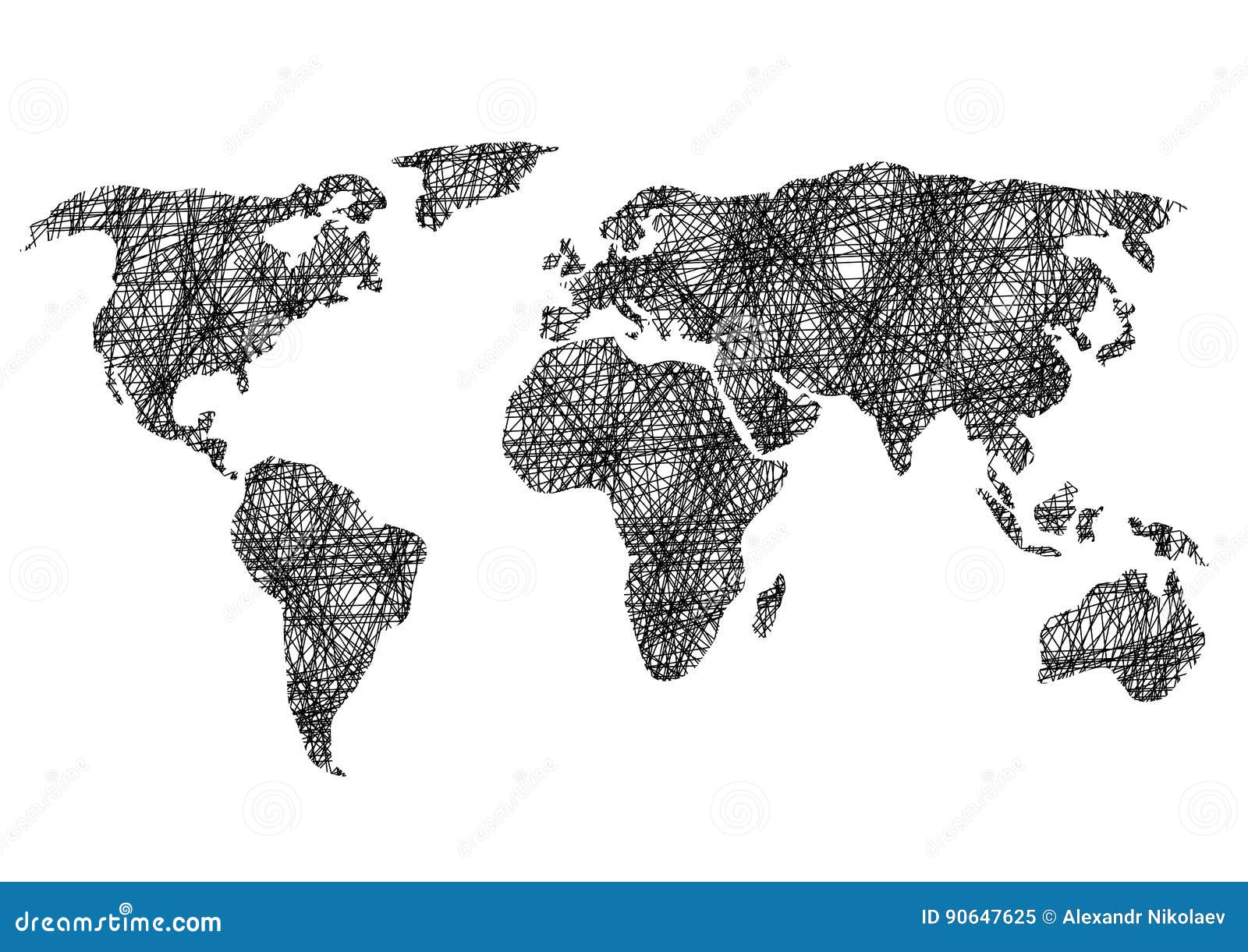 Pencil Drawing Sketch World Map Vector Illustration Stock