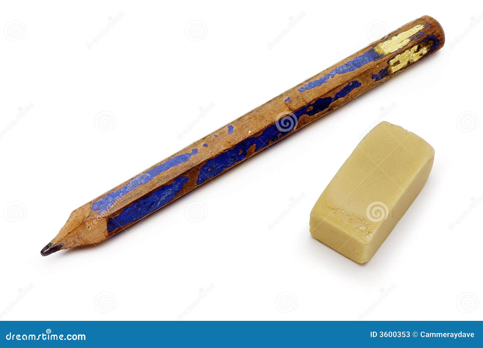 old pencil and eraser