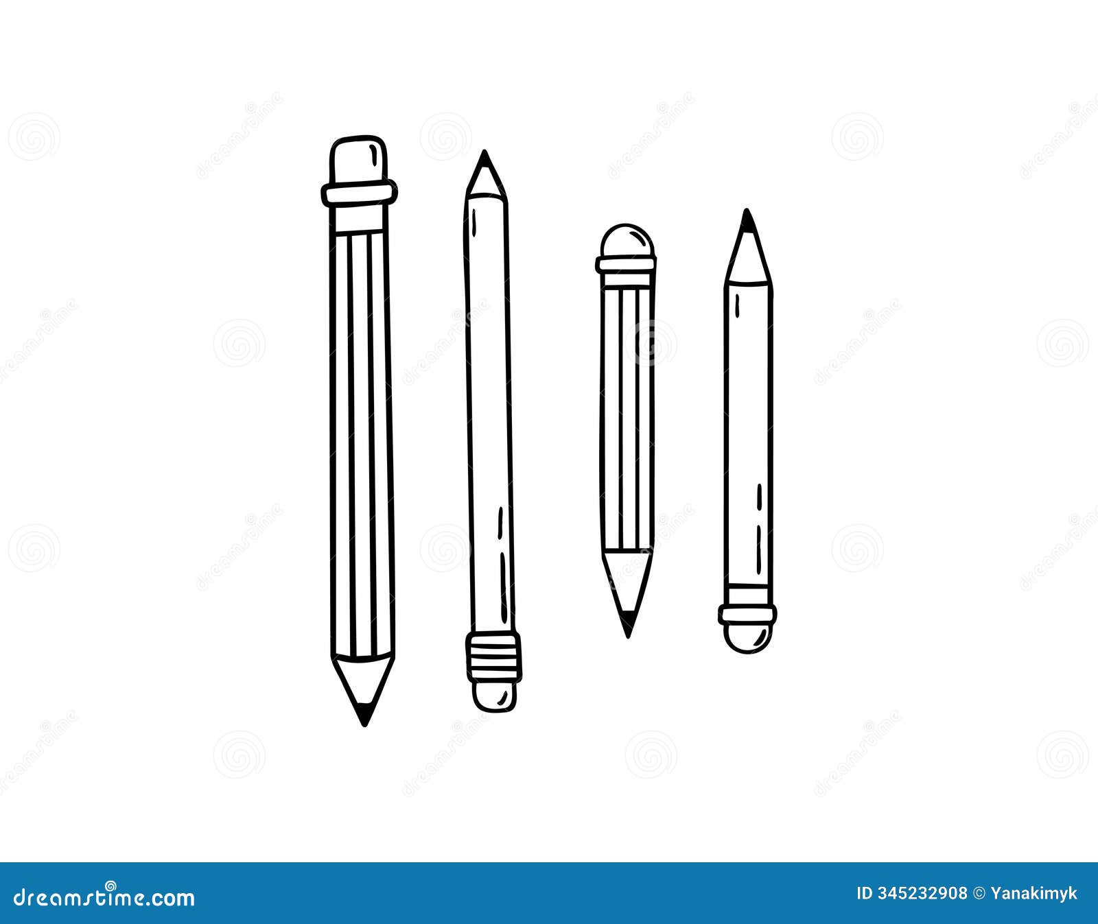 pencil with eraser hand drawn doodle line scandinavian minimalism icon. pencil single  for school, teaching