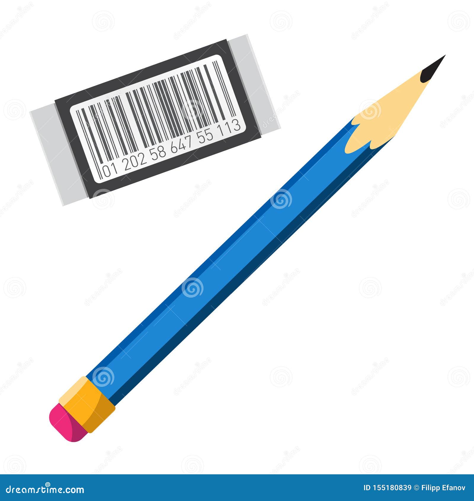 Pencil and Eraser Icon on a White Background Stock Illustration
