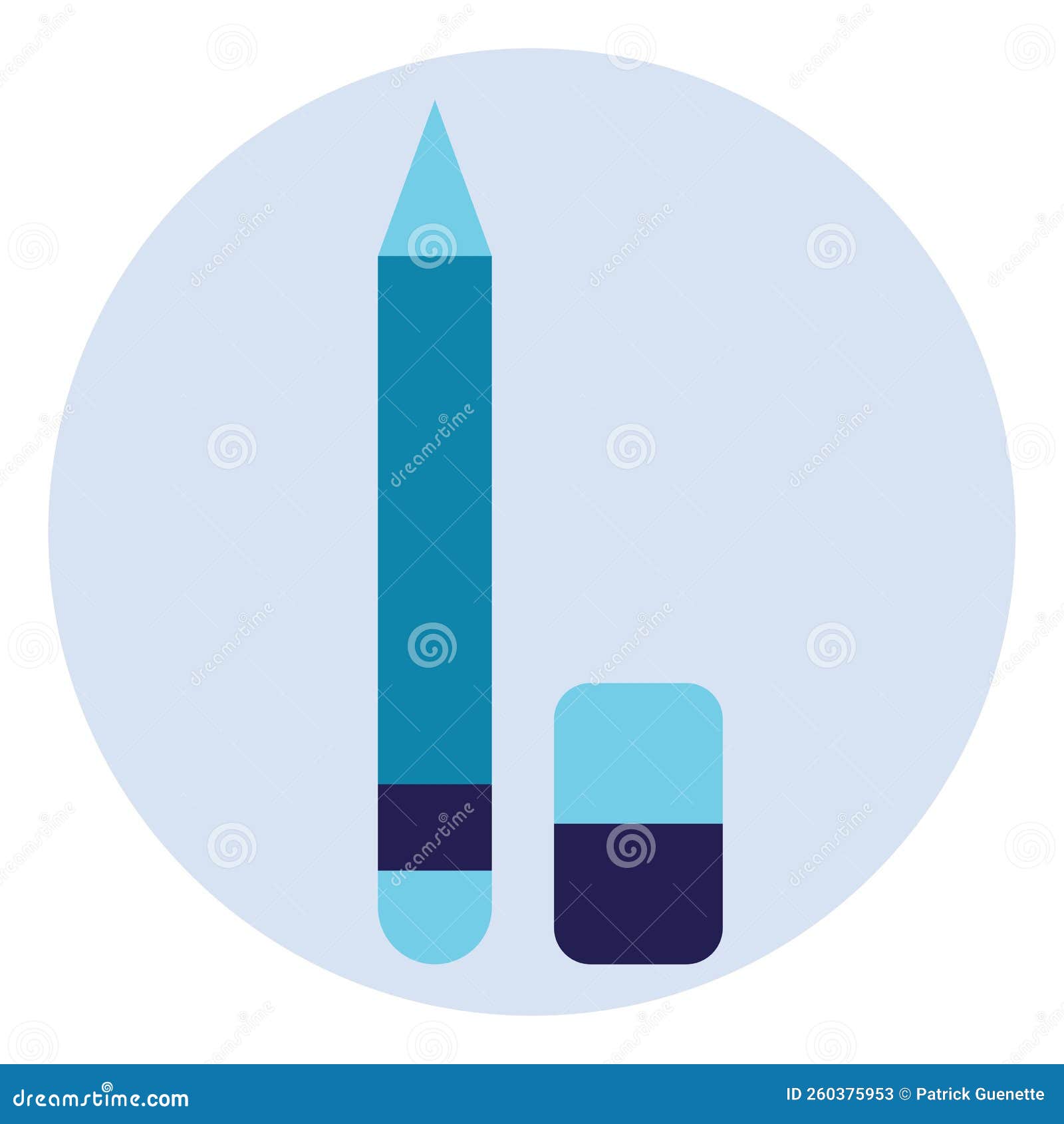 Pencil and eraser, icon stock vector. Illustration of vector 260375953