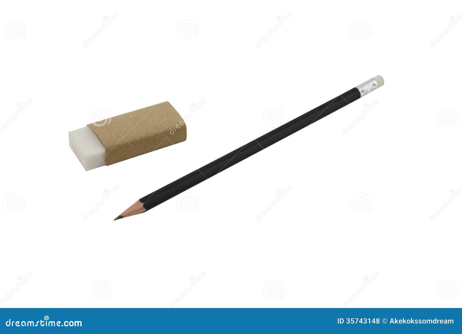 Pencil And Eraser Isolated On White Background Stock Photography
