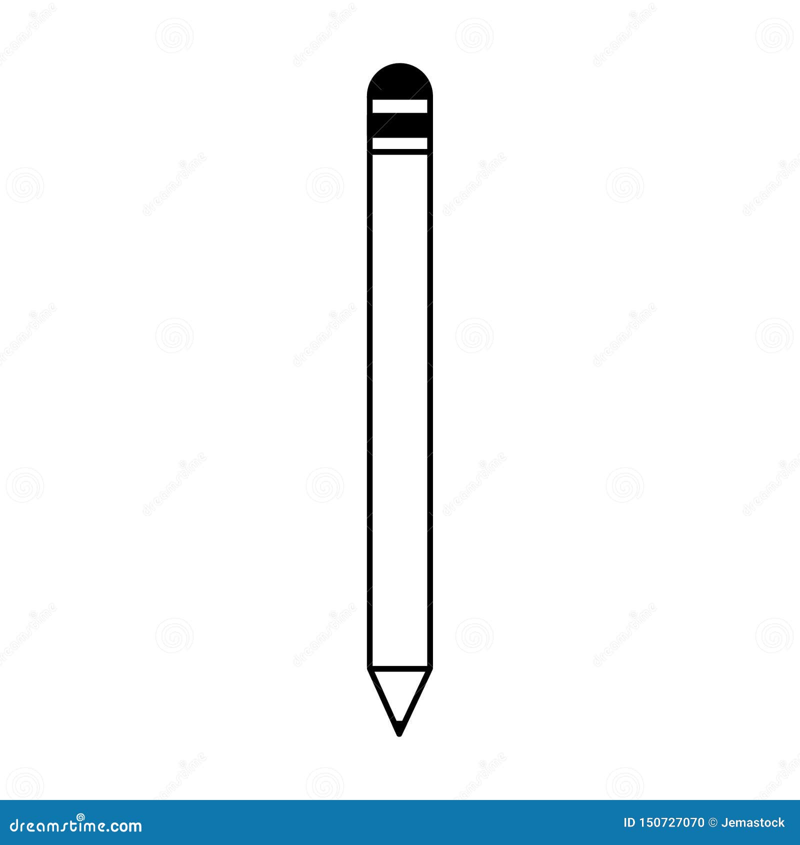 Pencil with Eraser Symbol Isolated Cartoon in Black and White Stock Vector  - Illustration of graphic, creative: 150727070
