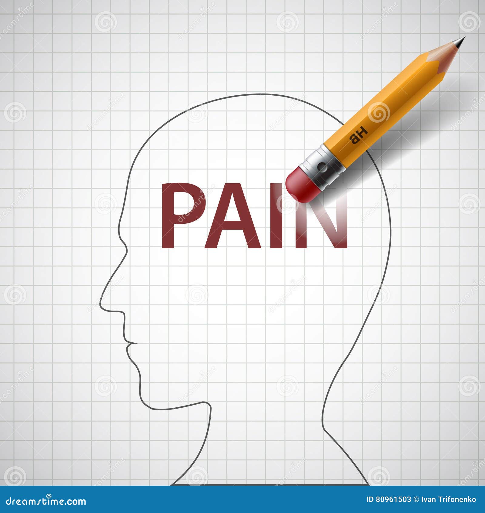 pencil erases in the human head the word pain.