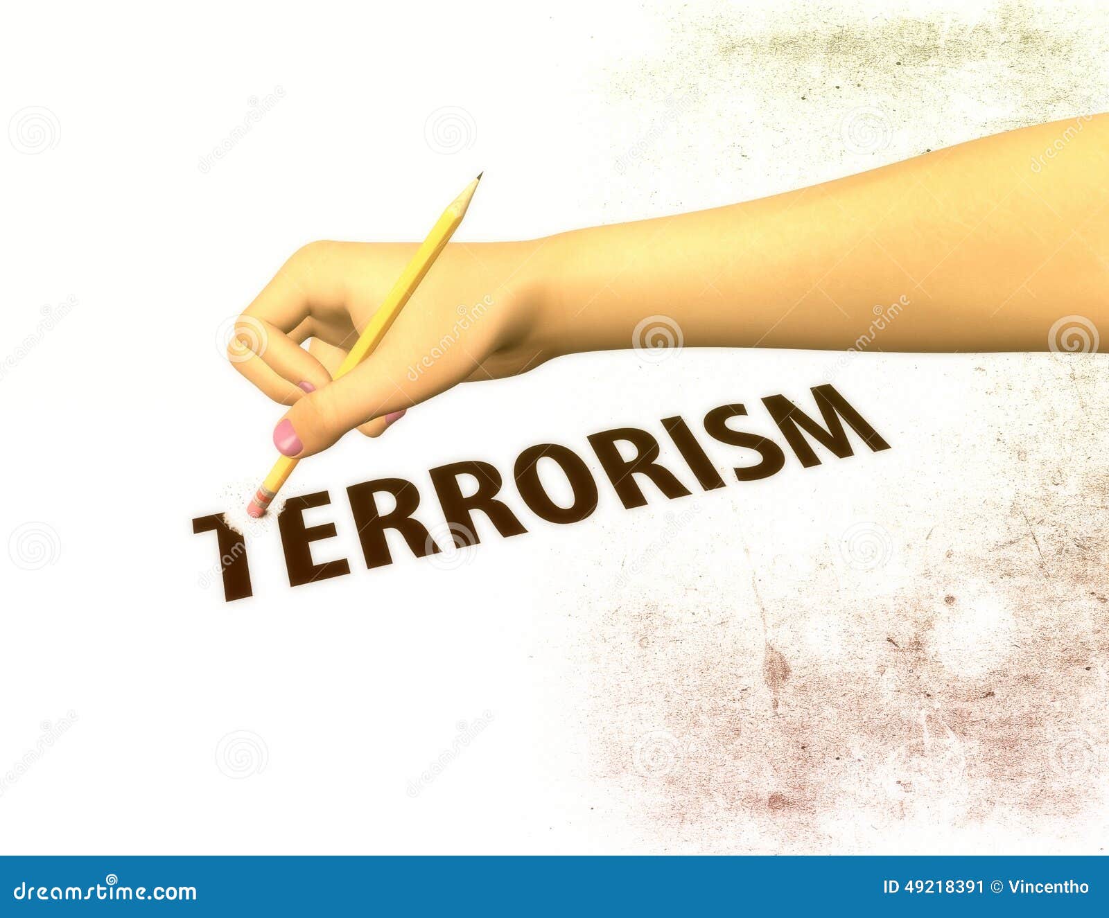 pencil erasing off the word terrorism 