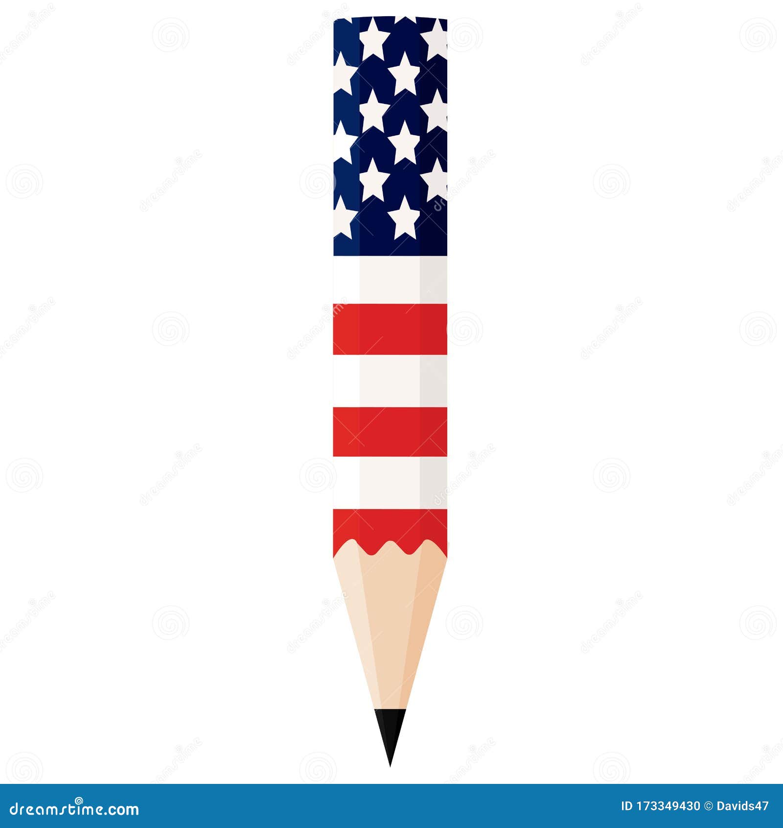Pencil with the Flag of United States Stock Vector Illustration of