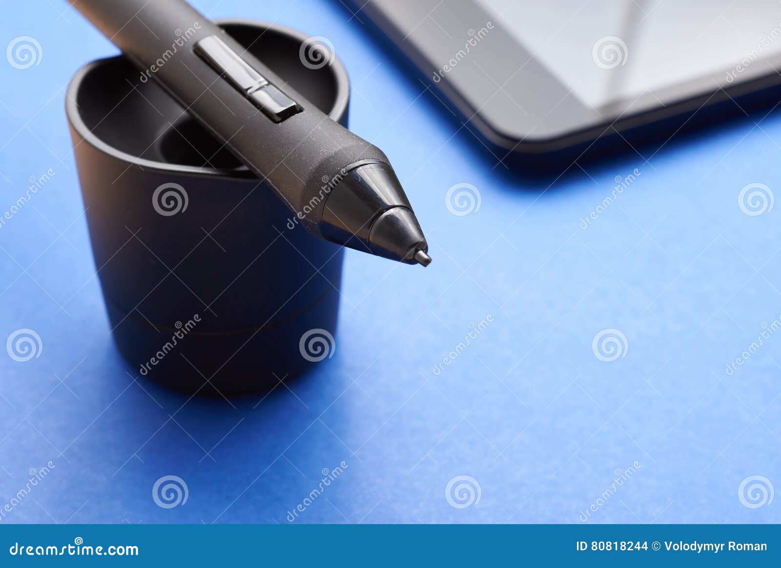 Pencil Graphics for Tablet and Holder for it Stock Photo Image of