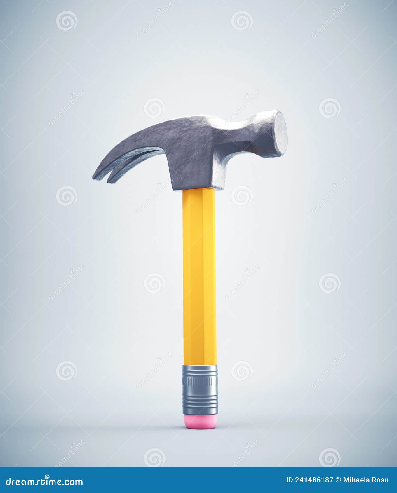 Pencil with a hammer head stock illustration. Illustration of