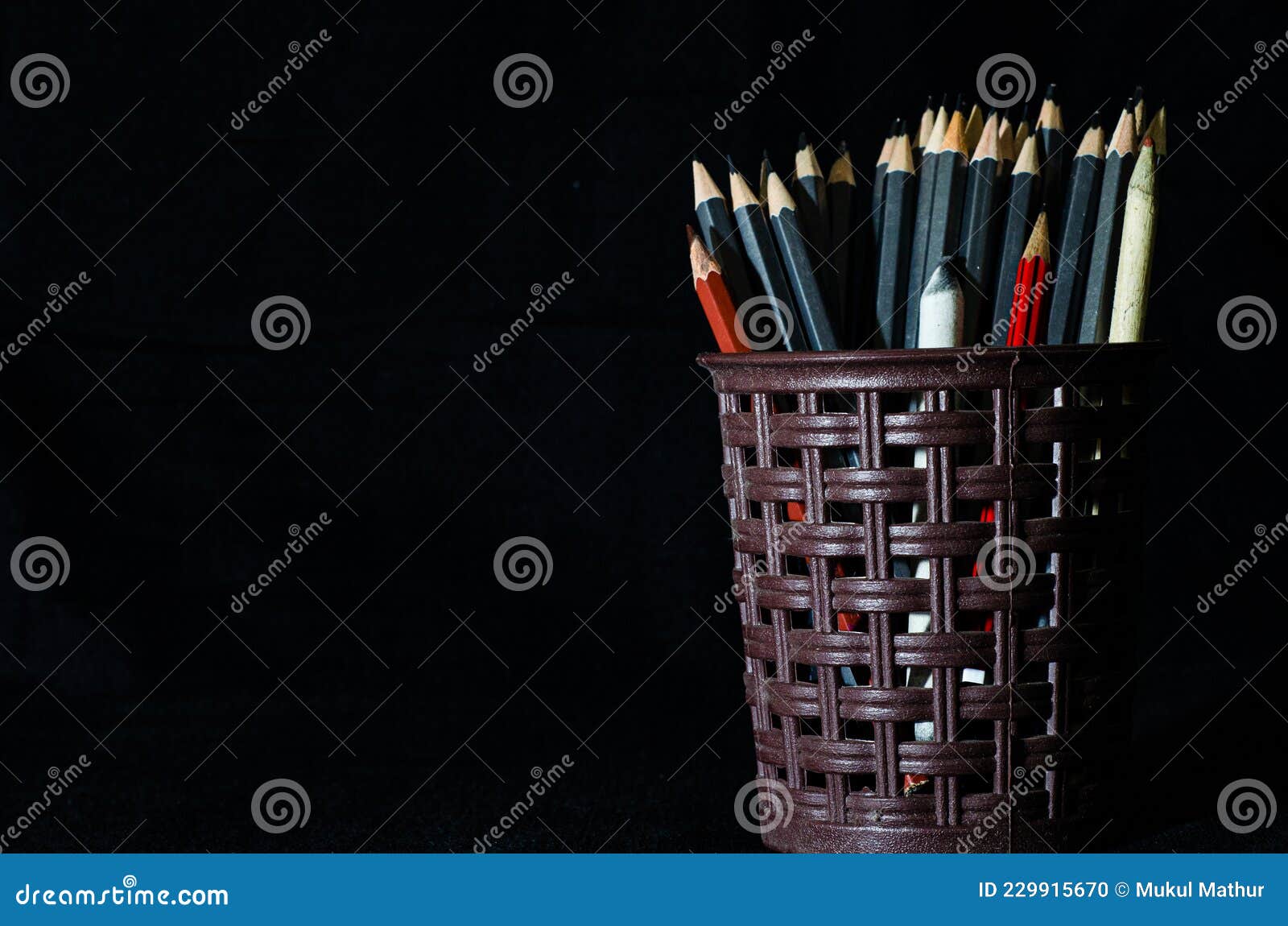 Pencil Holder for Creative Artist Stock Photo Image of container