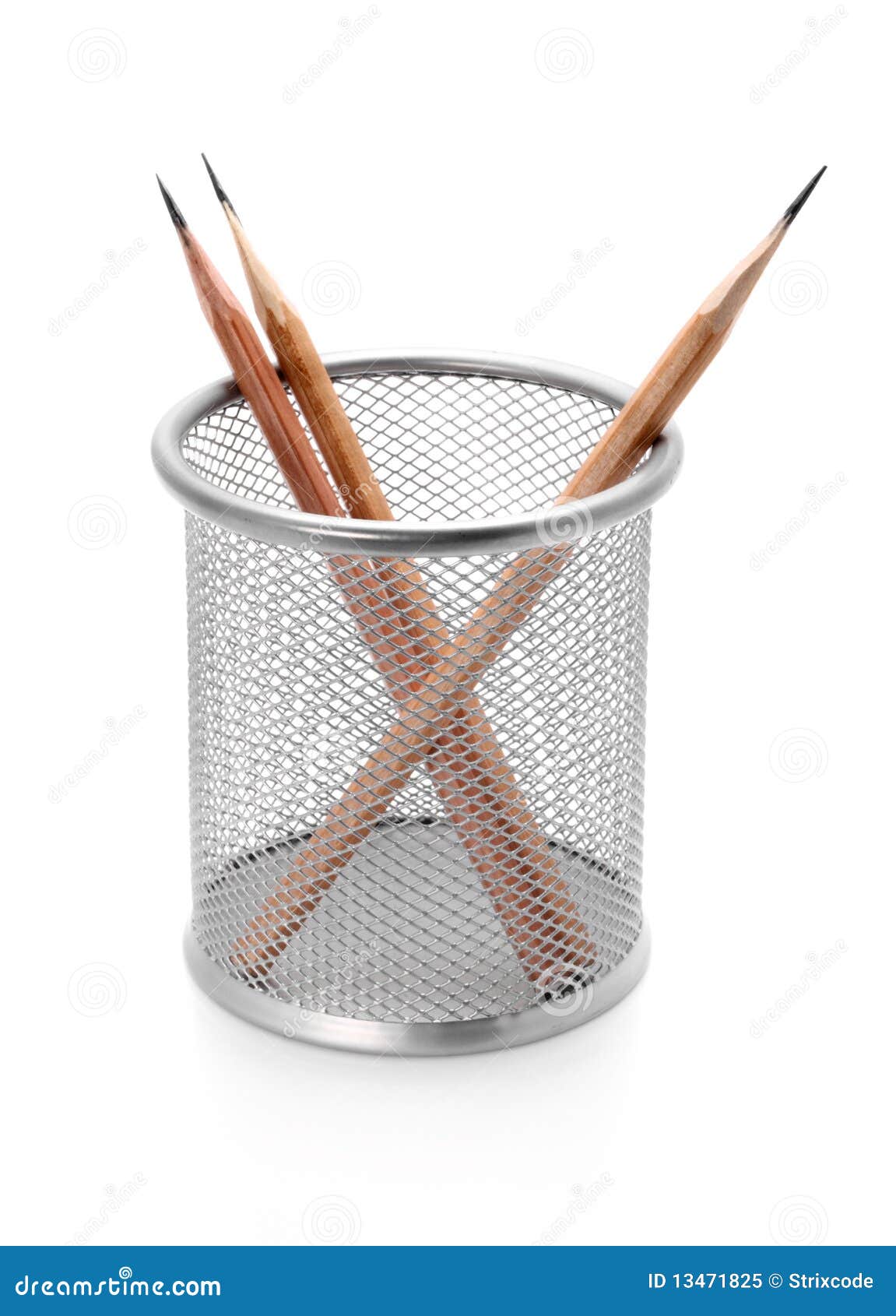 Pencil Holder with Pencils on White Stock Image Image of container