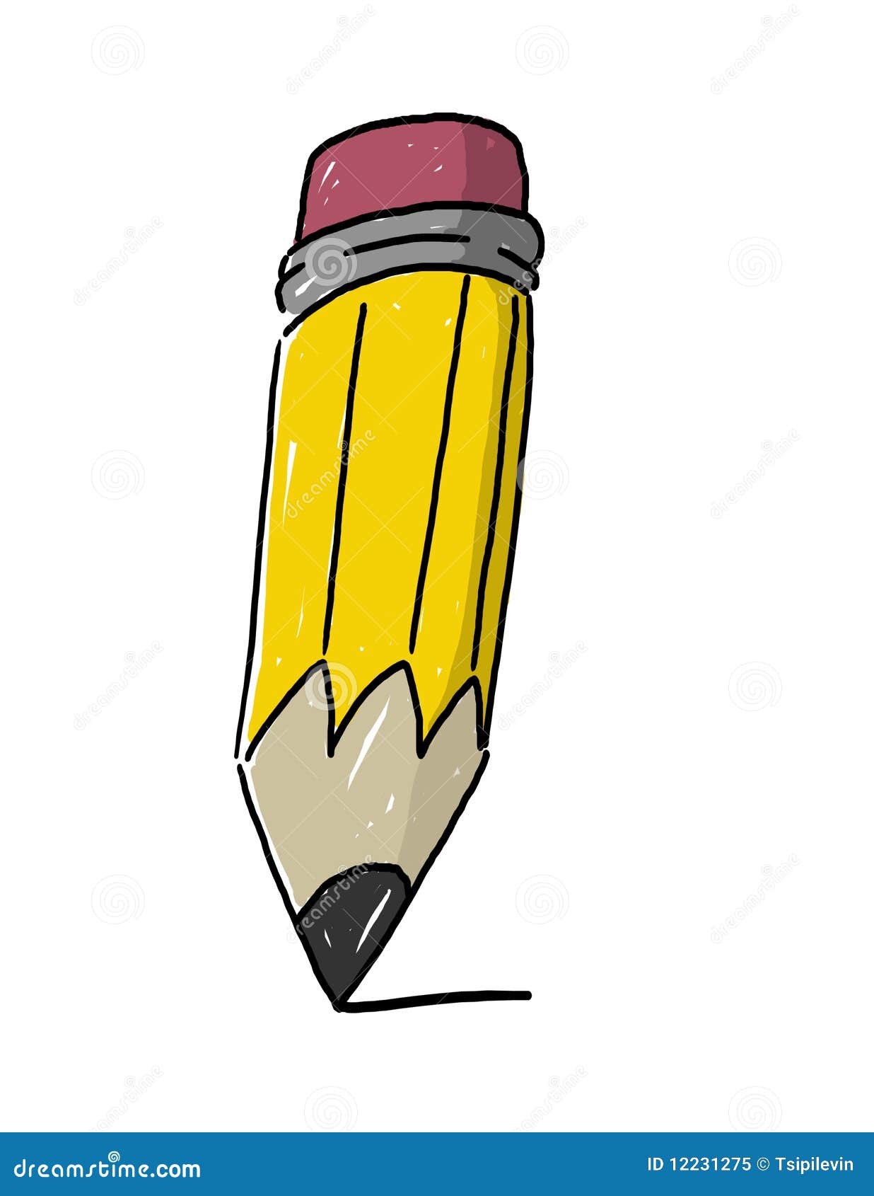Pencil Illustration Isolated on White Background Stock Illustration