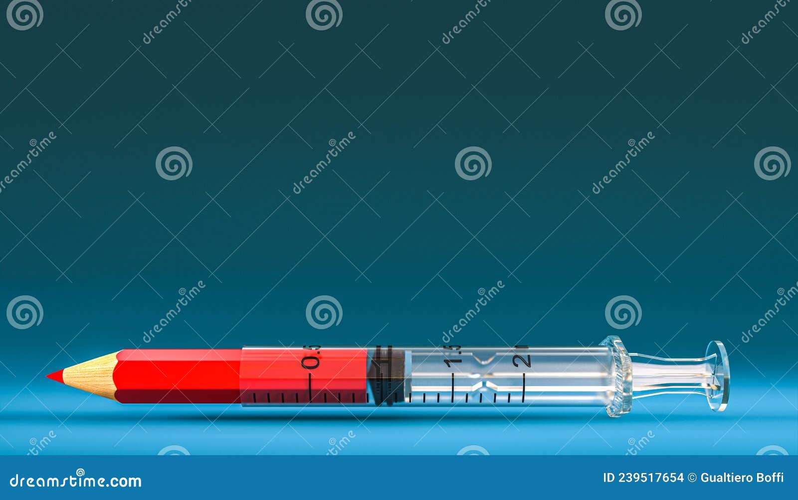 Pencil inside a syringe stock illustration. Illustration of drawing 239517654