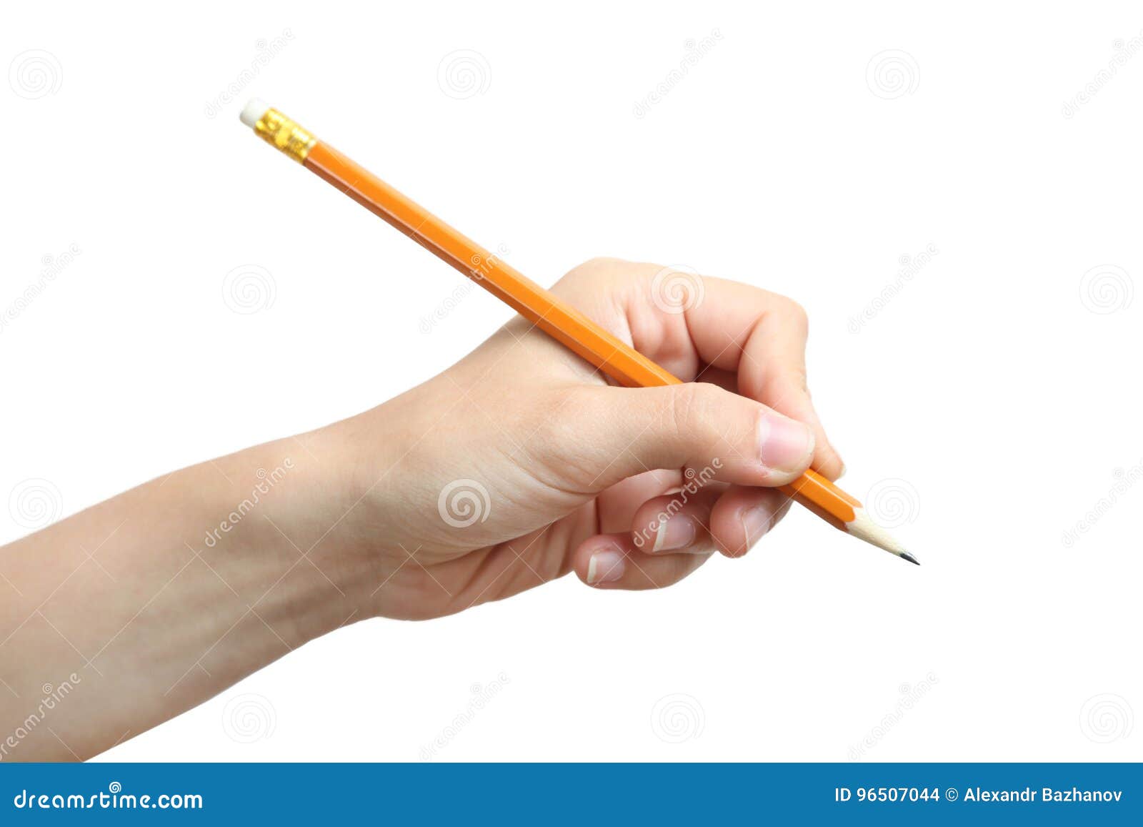 Pencil in the left hand stock photo. Image of lead, write 96507044