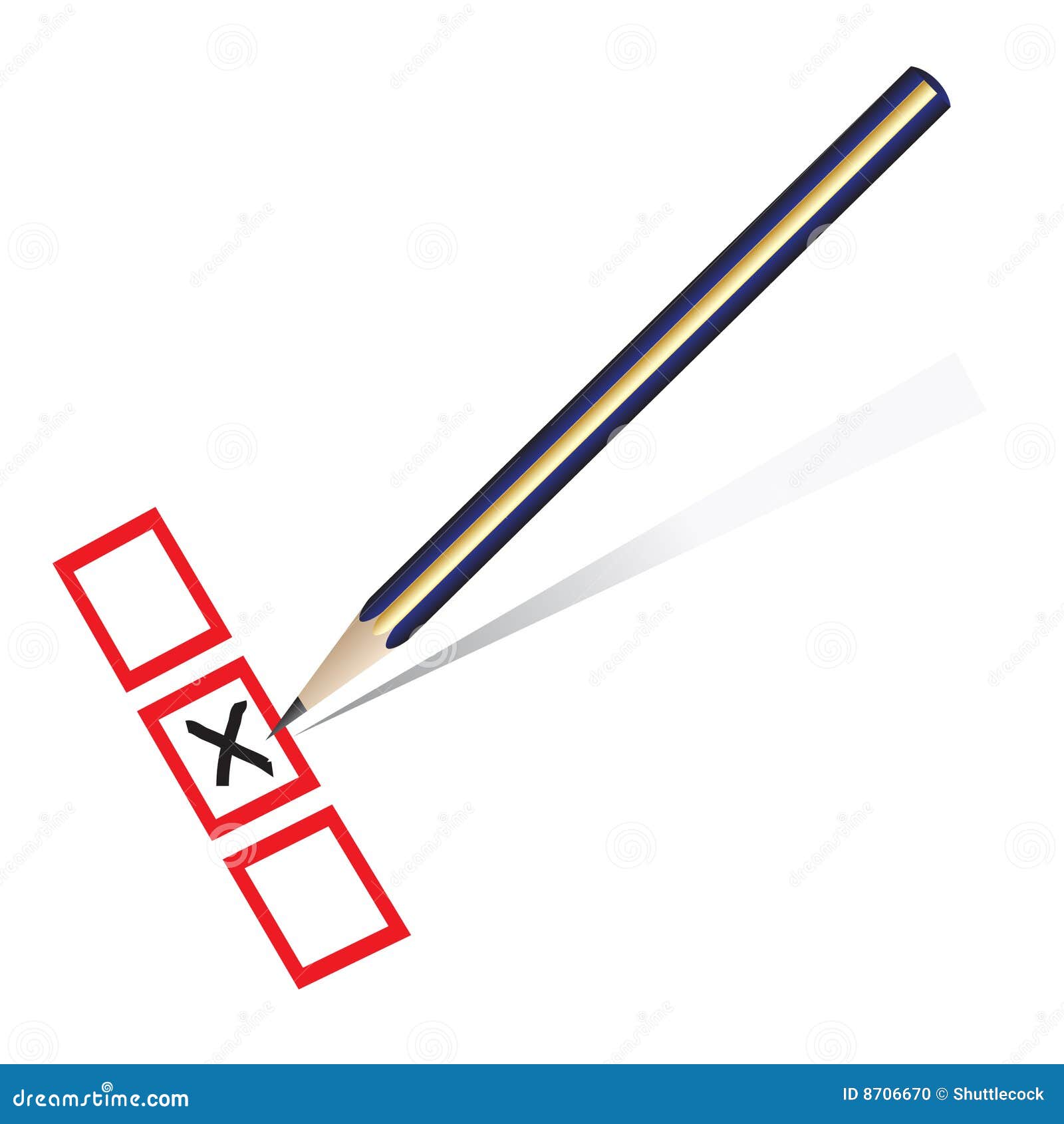 Pencil Marking X on a Piece of Paper Stock Vector Illustration of
