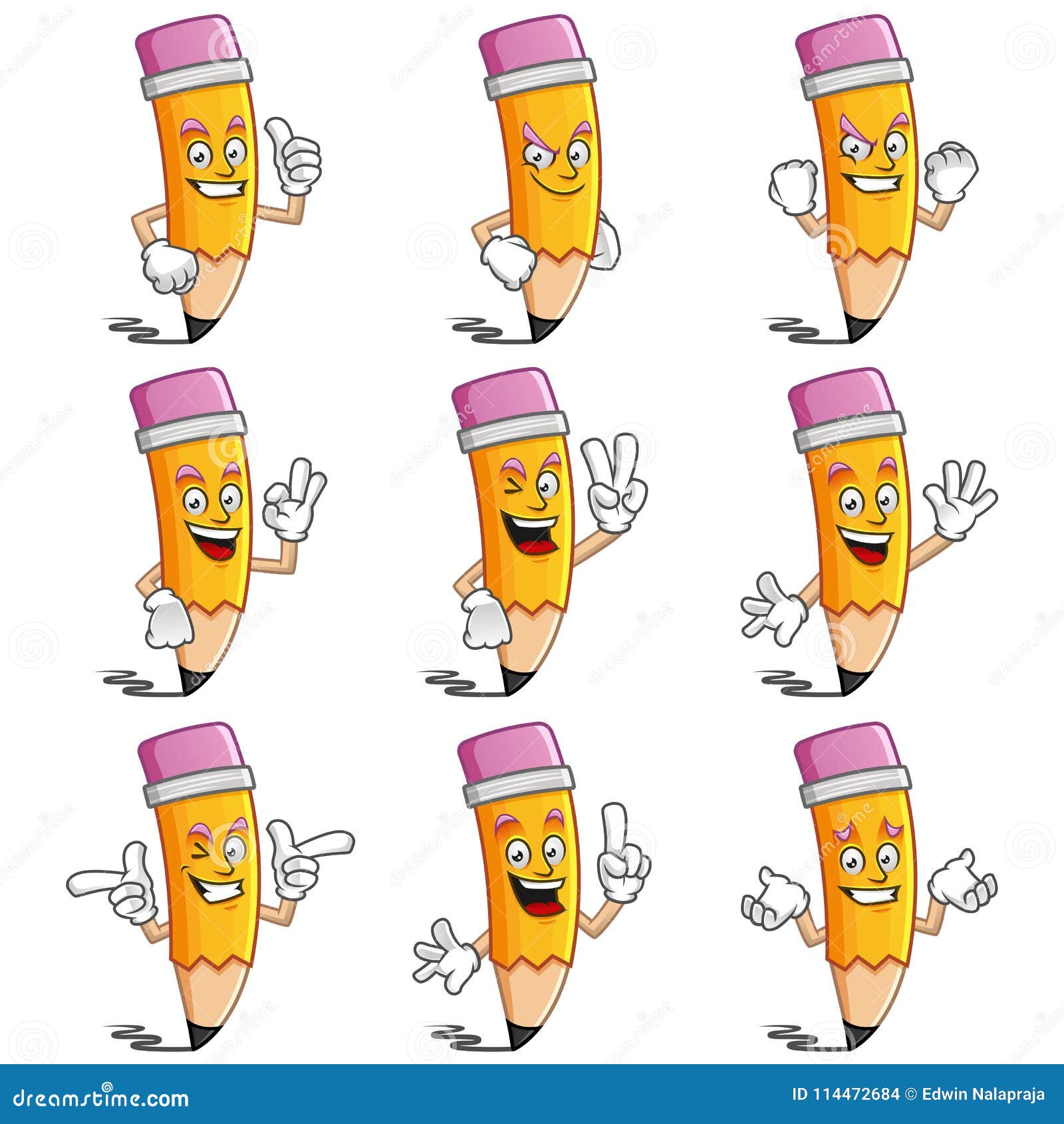 Download Pencil mascot pack stock vector. Illustration of draw ...