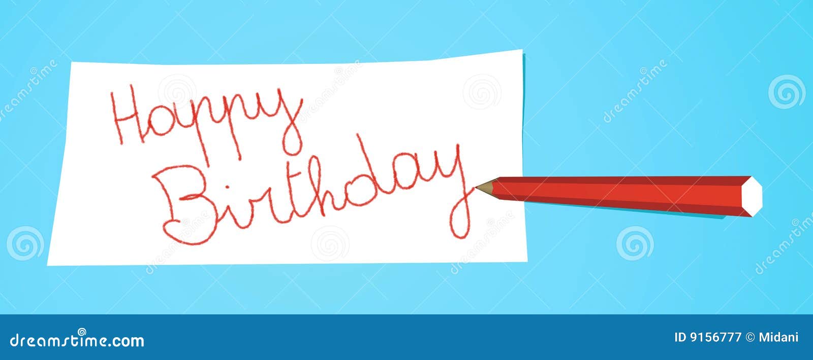 Pencil With Note Happy Birthday Stock Illustration - Illustration of ...