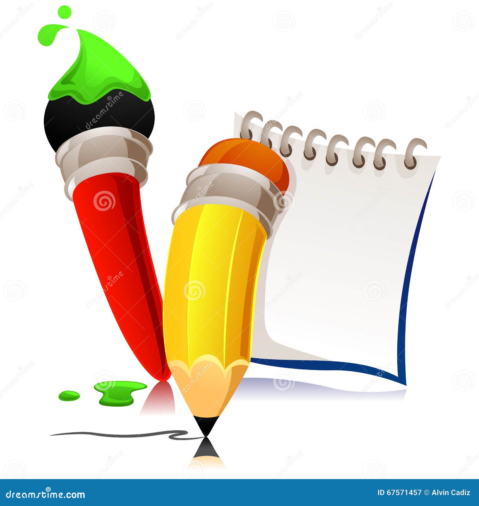 Pencil and Paintbrush stock vector. Illustration of notebook 67571457