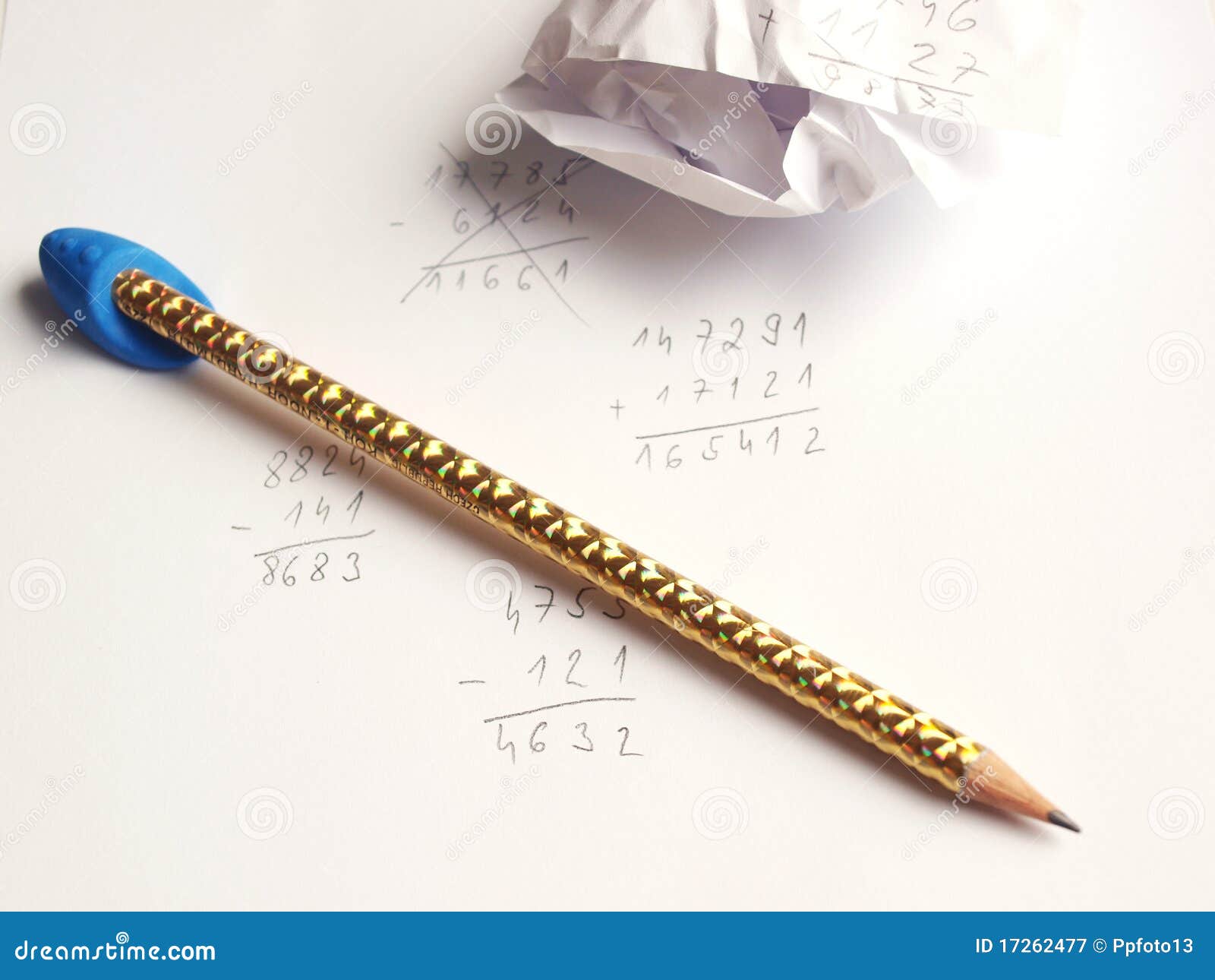 Pencil, paper and examples stock image. Image of examples 17262477