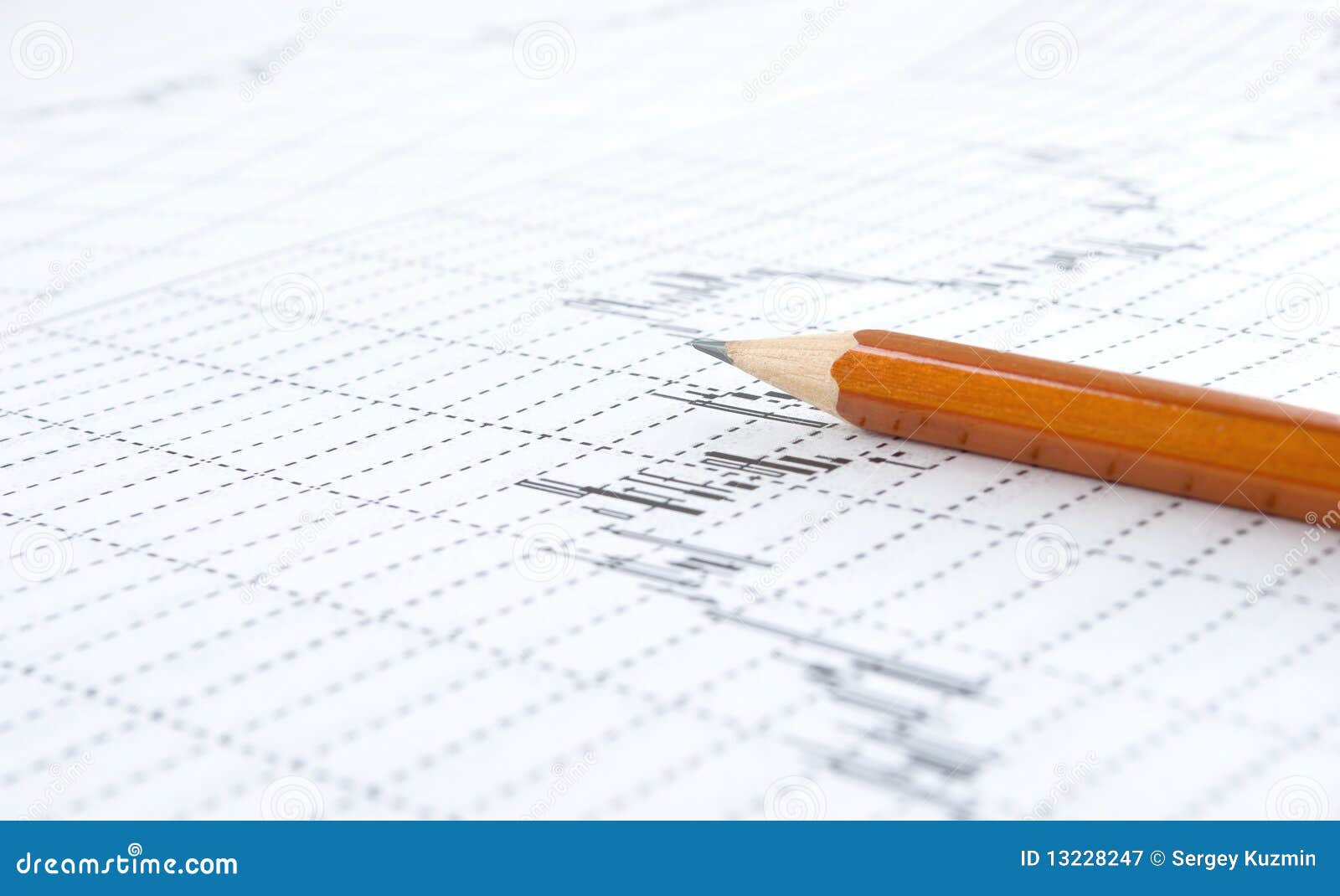 The Pencil on paper graph. stock image. Image of decline 13228247