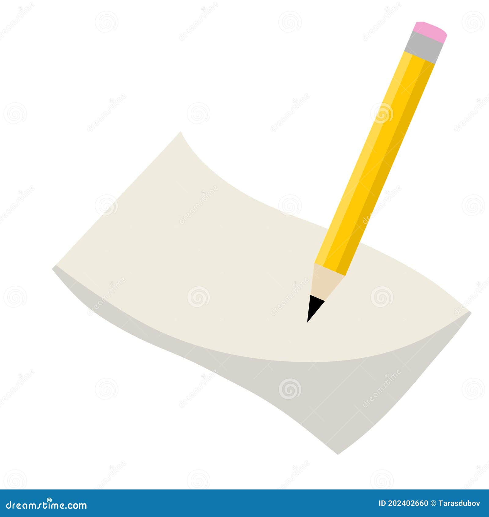 Pencil and Paper. Writing and Stationery. Icon of Lesson. Blank Sheet. Flat  Cartoon Illustration. Entry in the Notebook Stock Vector - Illustration of  equipment, paper: 202402660
