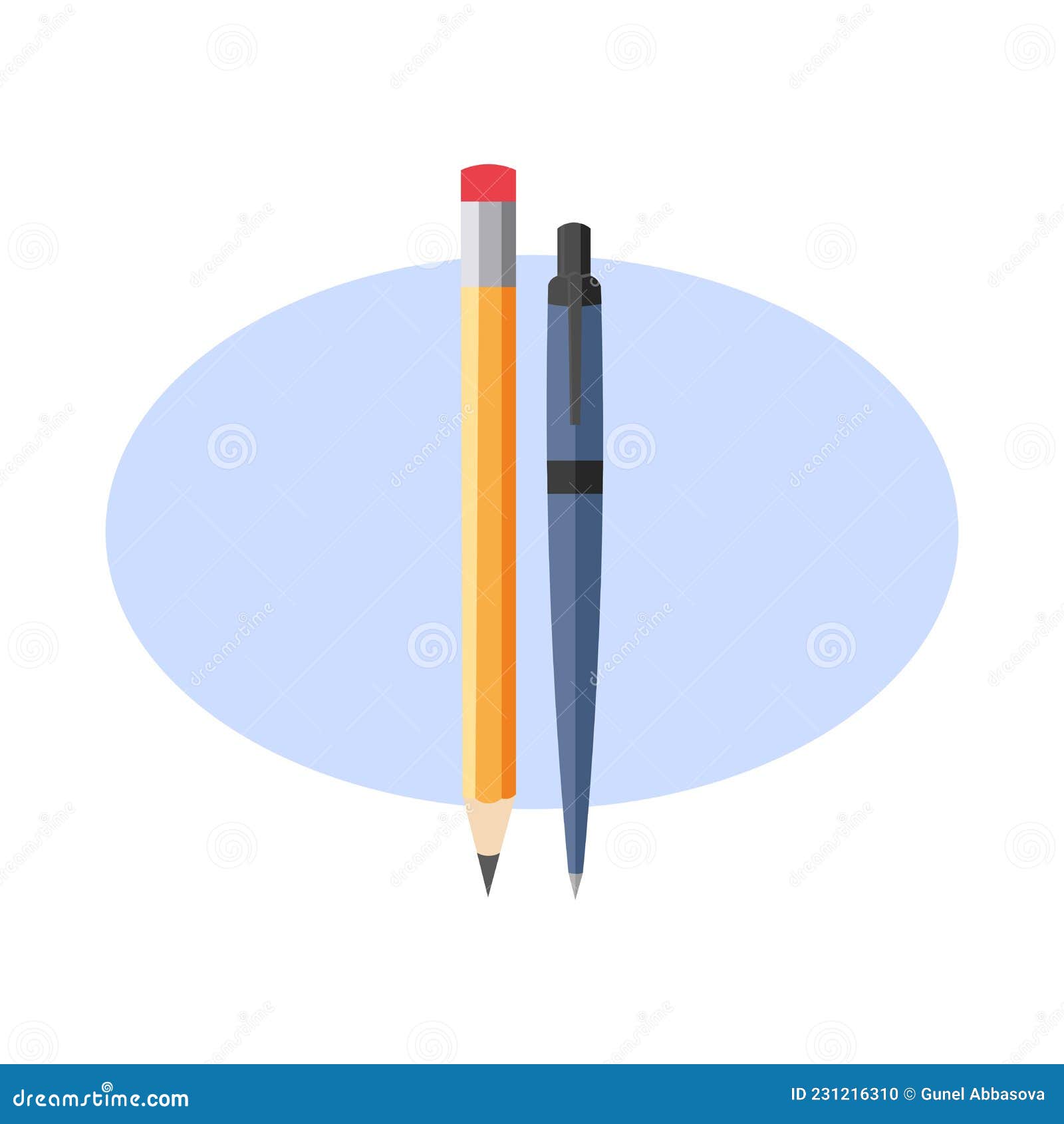 Pencil and Pen Clipart. Pencil and Pen Colorful Flat Icon Stock Vector