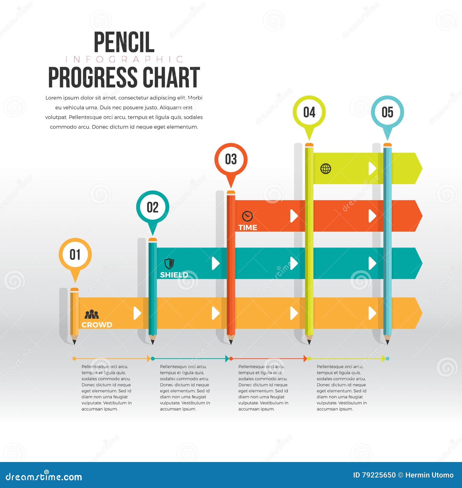 design flowchart conceptual Vector Pencil Chart Infographic Progress Stock