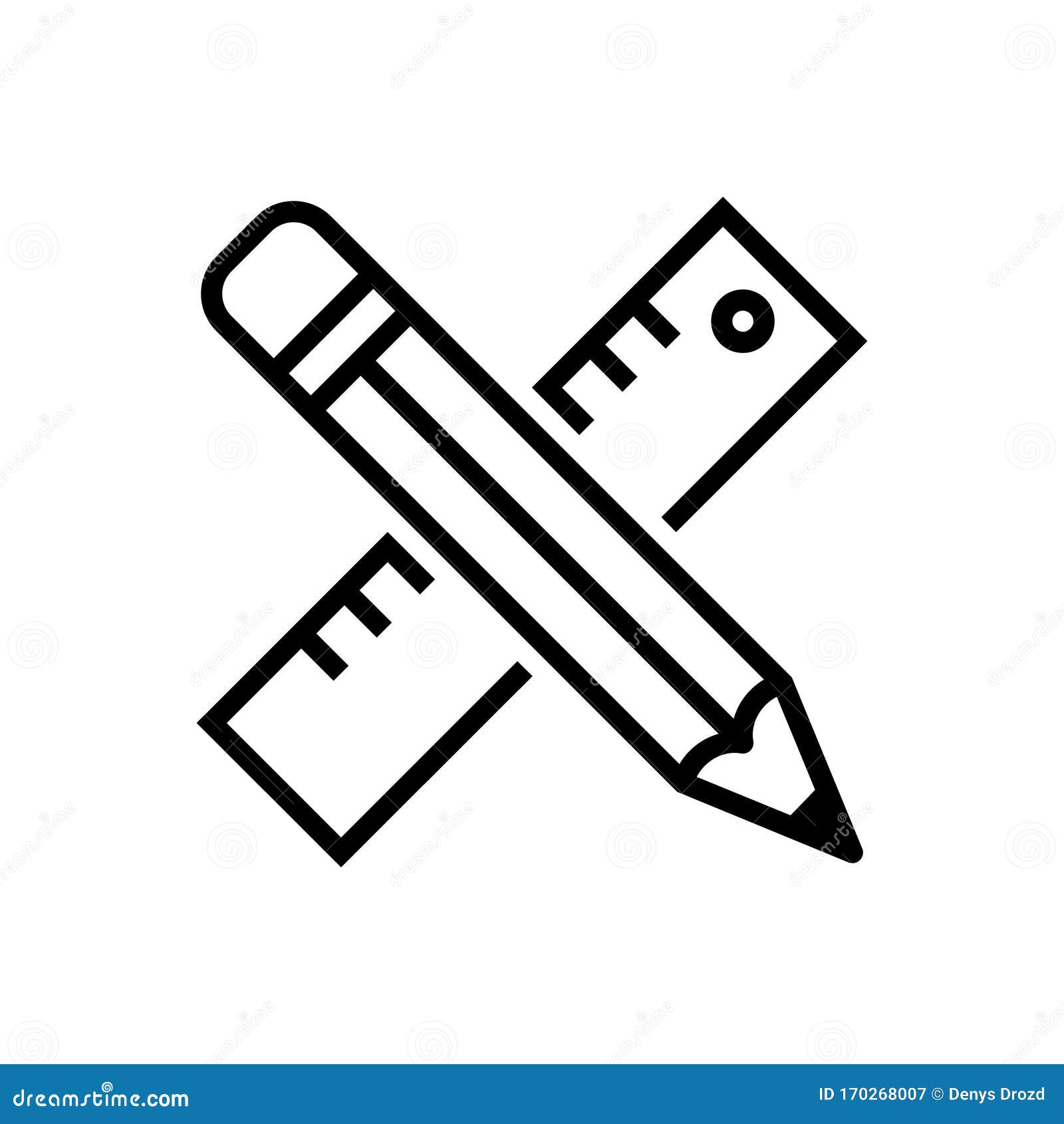 Drafting Paper With Window Sketch Pencil Ruler Thin Line Icon Design  Concept Drawing Vector Sign On White Background Outline Style Icon For  Mobile Concept And Web Design Vector Graphics Stock Illustration 