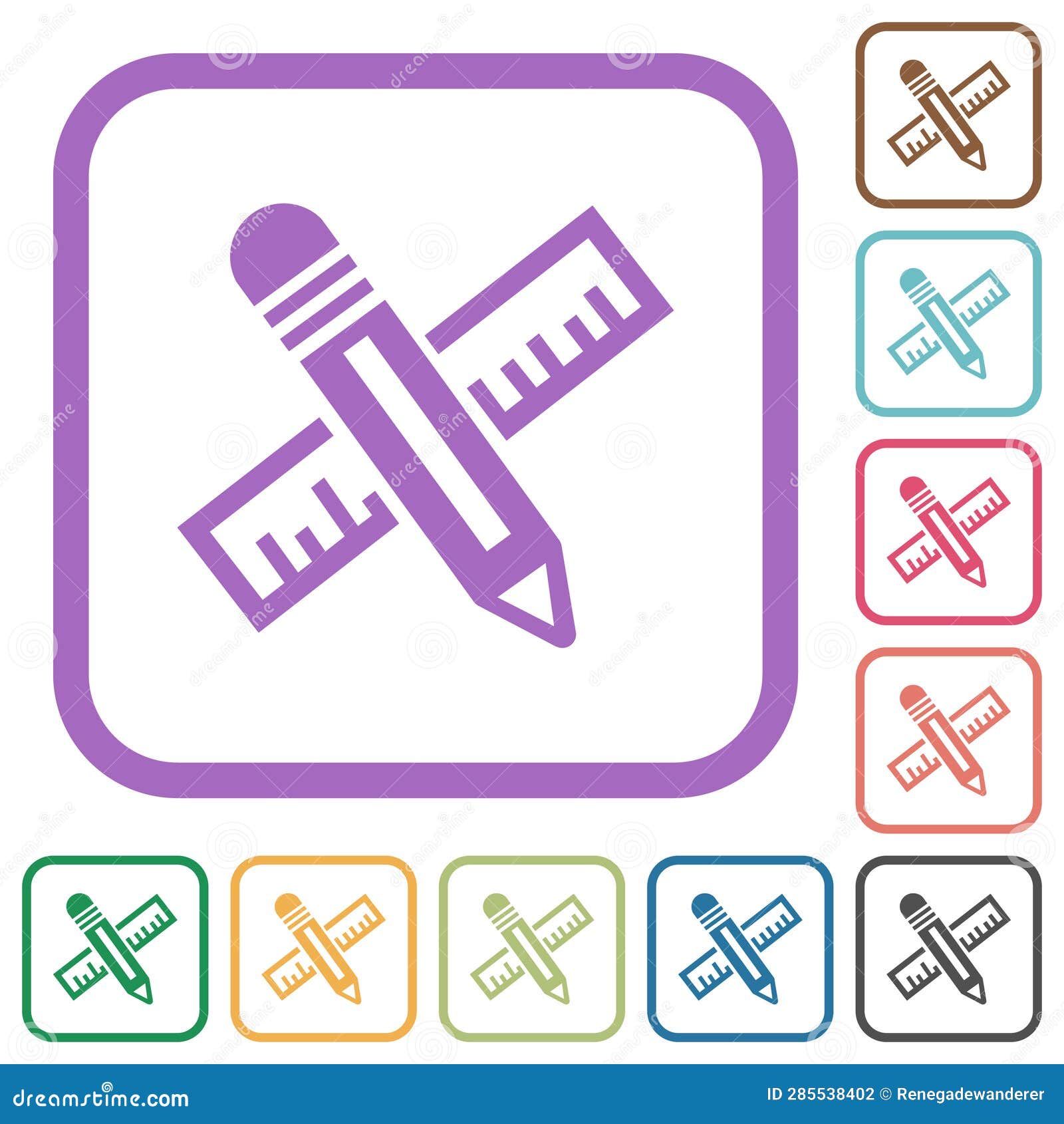 pencil and ruler simple icons