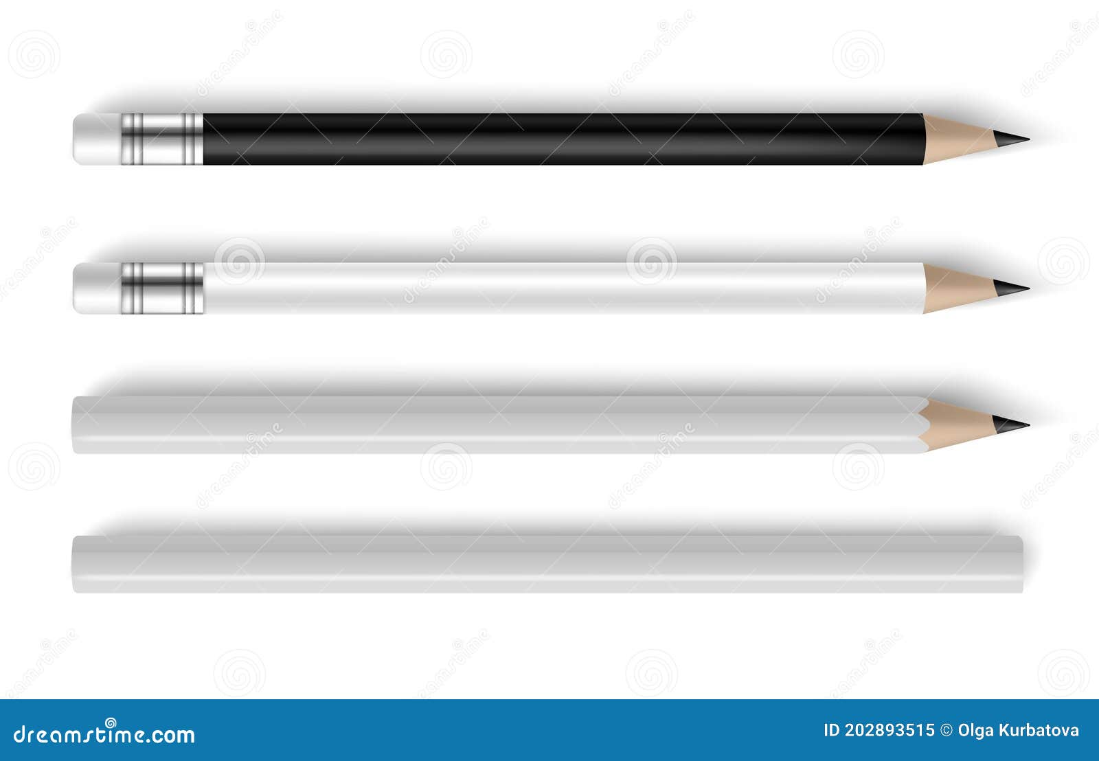 Download Pencil Set. Realistic Black And White Pencils Mockup, Corporate Office Above View Template ...