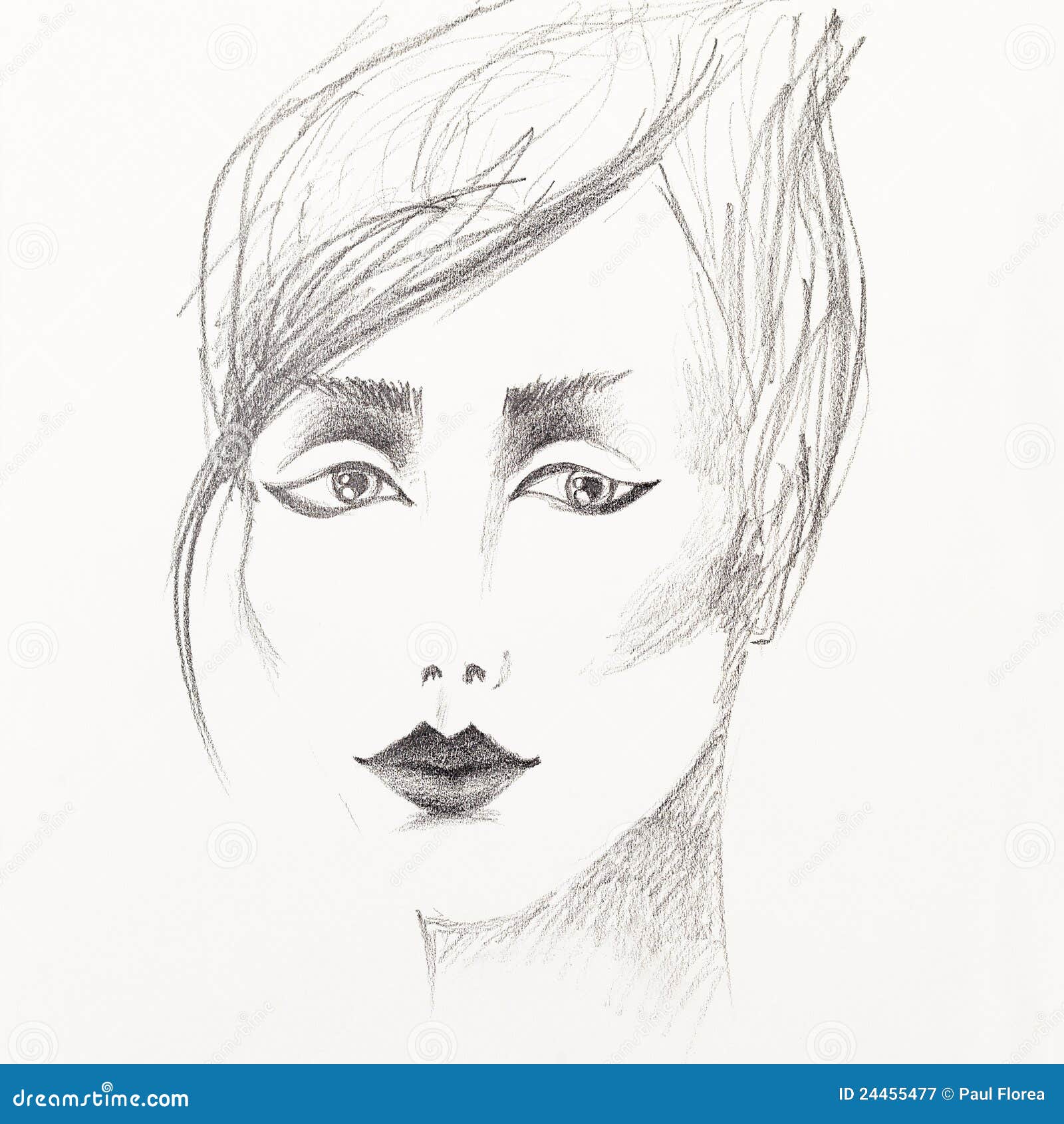 Pencil Sketch of Beautiful Woman S Face Stock Image - Image of ...