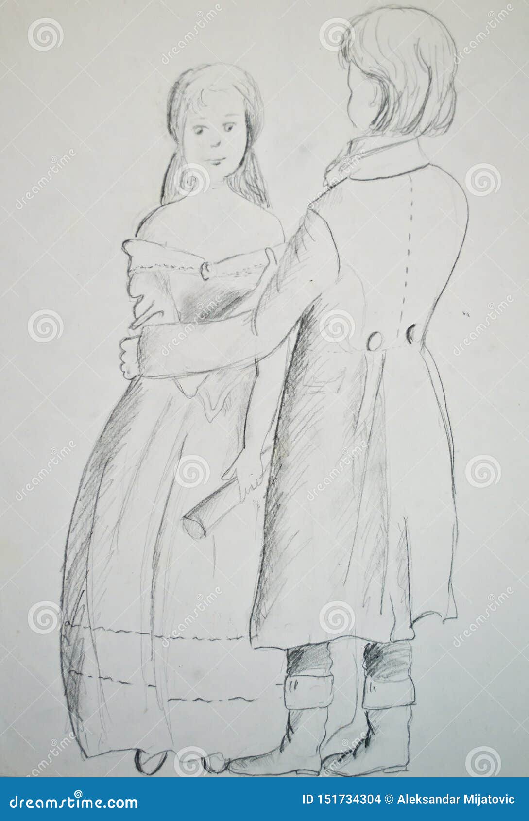 Sketches and Drawings : Romantic couple - Pencil drawing