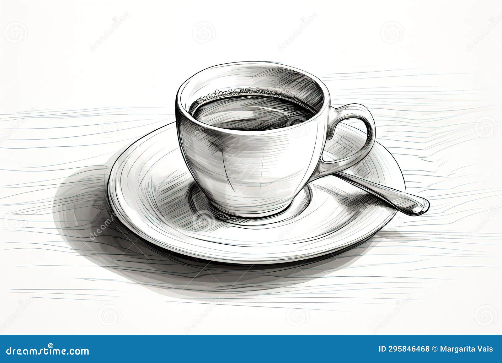 Pencil Sketch of a Cup of Coffee Stock Illustration - Illustration of  relaxation, drawing: 295846468, image size:1600x1156