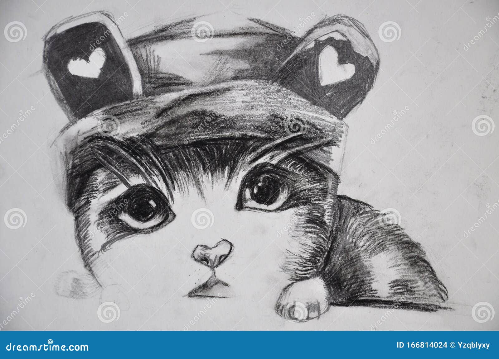 Pencil Drawing Cat Stock Illustration Illustration Of Design 166814024