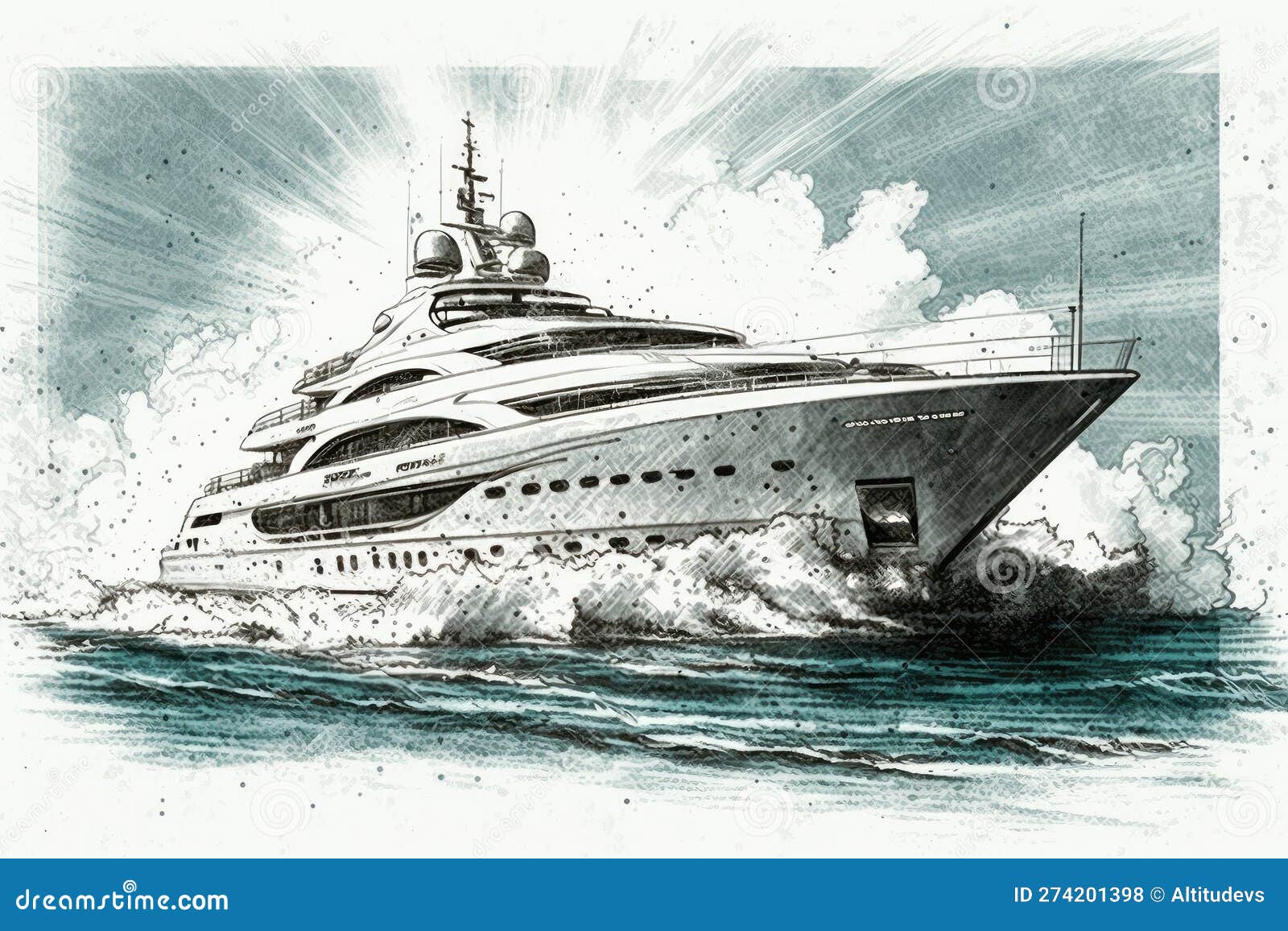 yacht pencil drawing