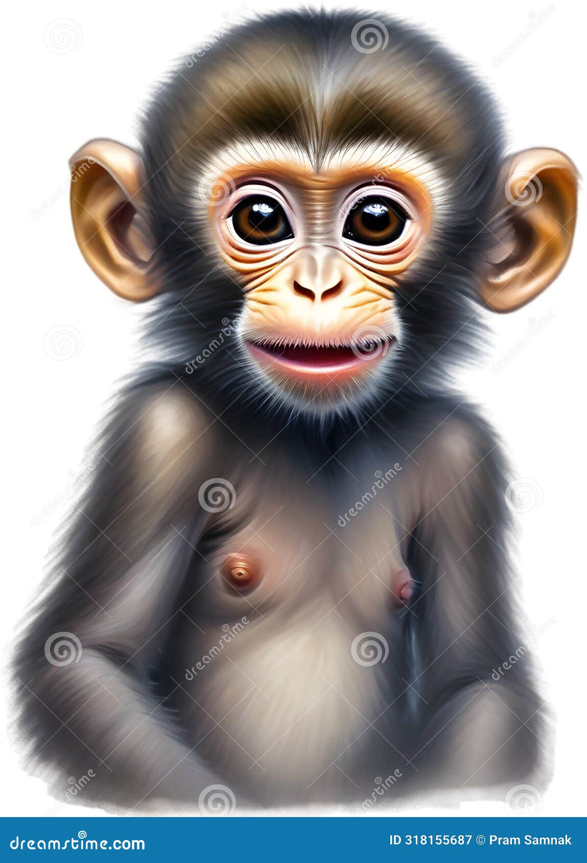 pencil sketches of a cute baby monkey.