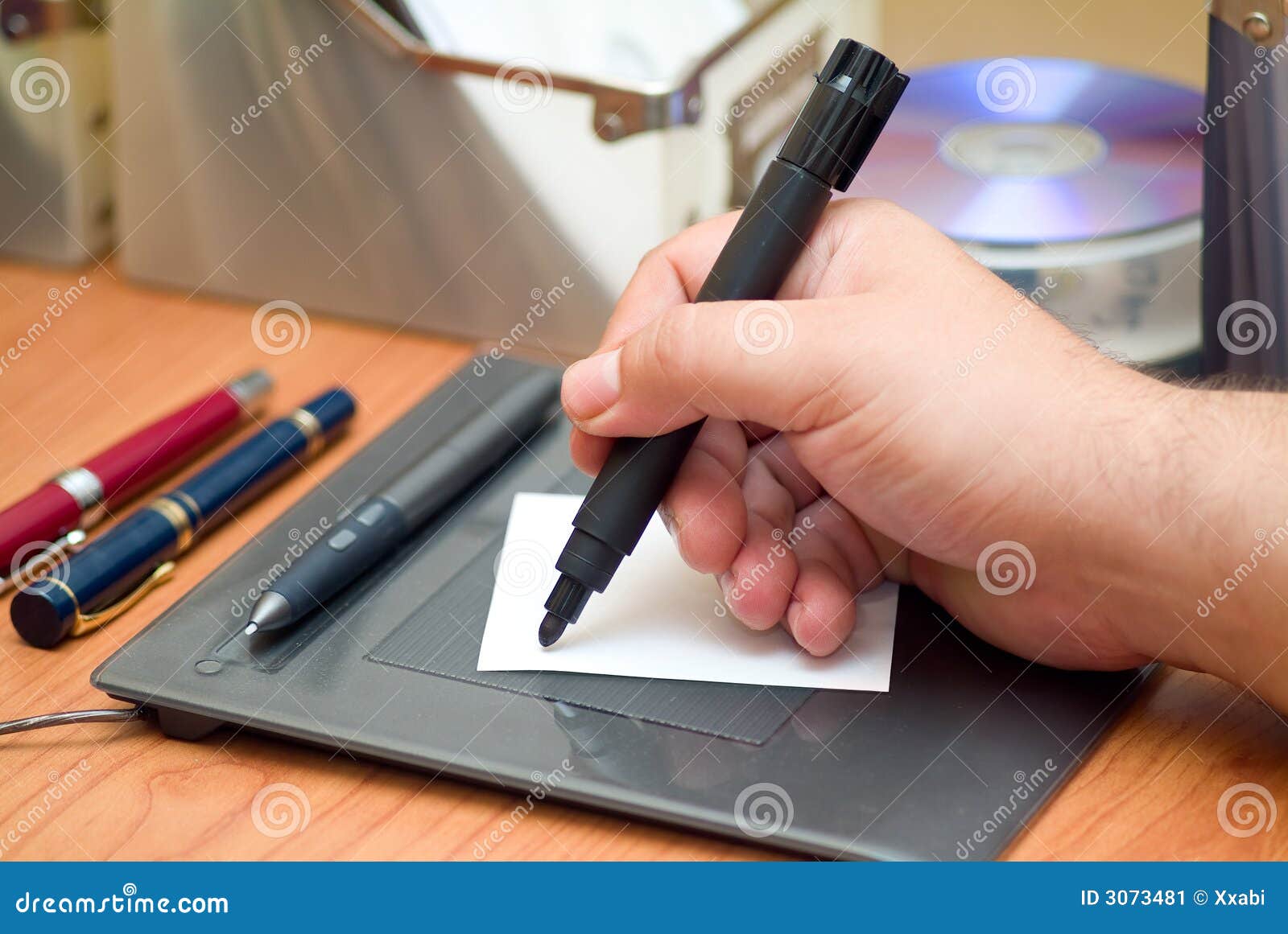 Pencil on a tablet stock image. Image of single, event 3073481