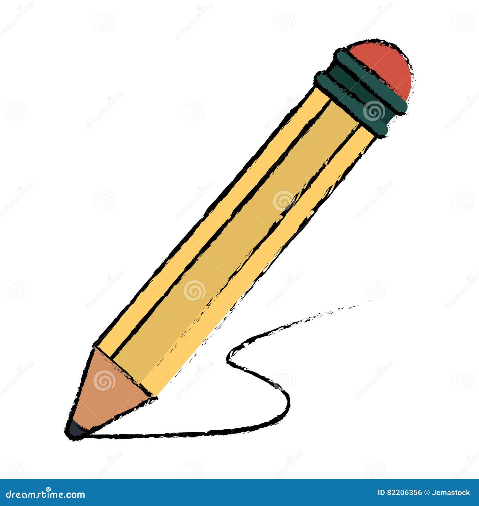 Drawing big pencil wooden Royalty Free Vector Image