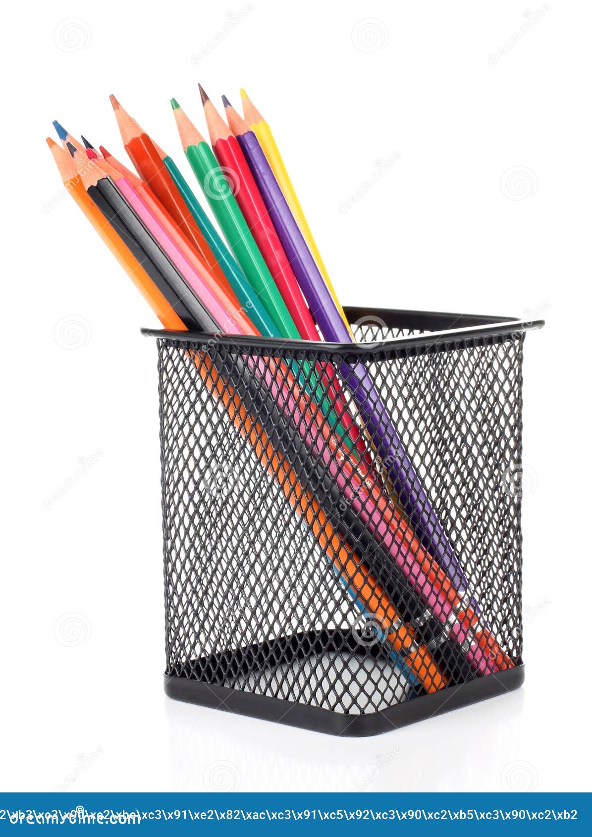 Pencils in black basket stock image. Image of colorful 22463621