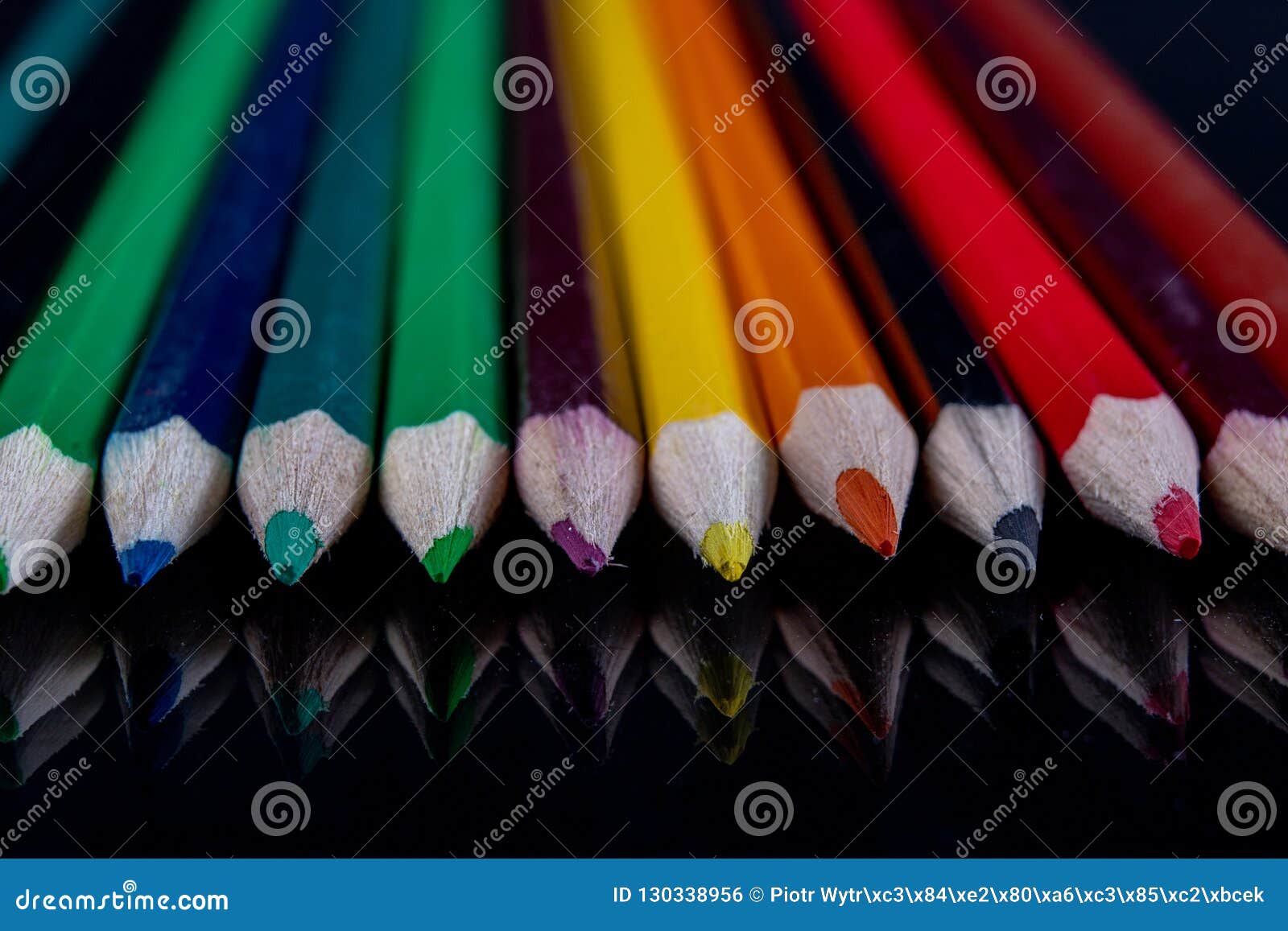 Pencils on the Glass. Colored Pencil Pencils for Coloring on the Stock