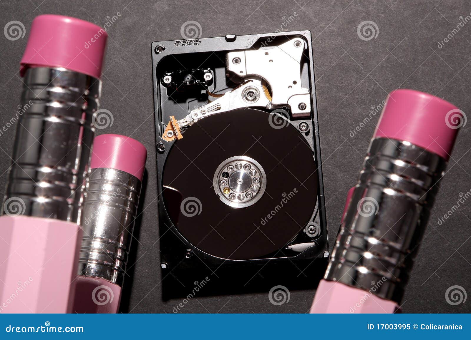 Pencils and hard disk stock image. Image of color, accessories 17003995