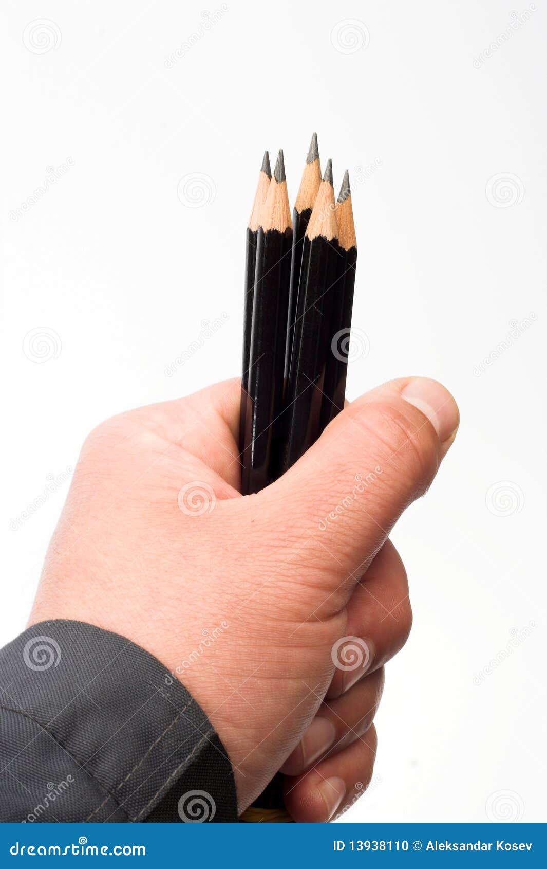 Pencils in man hand stock photo. Image of education, hand 13938110