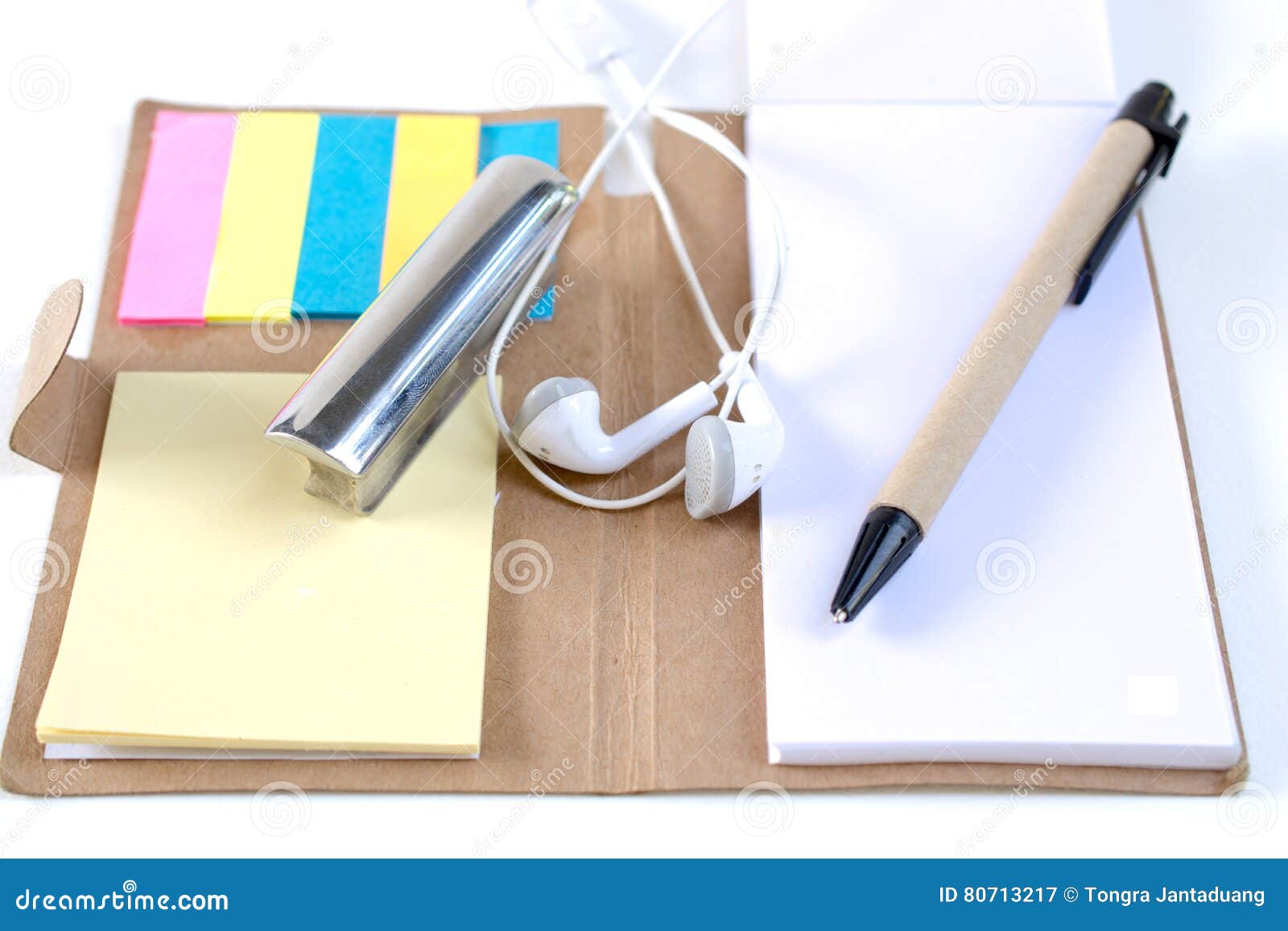 pencils, pens, paperweights, put on your desk, on a white backg